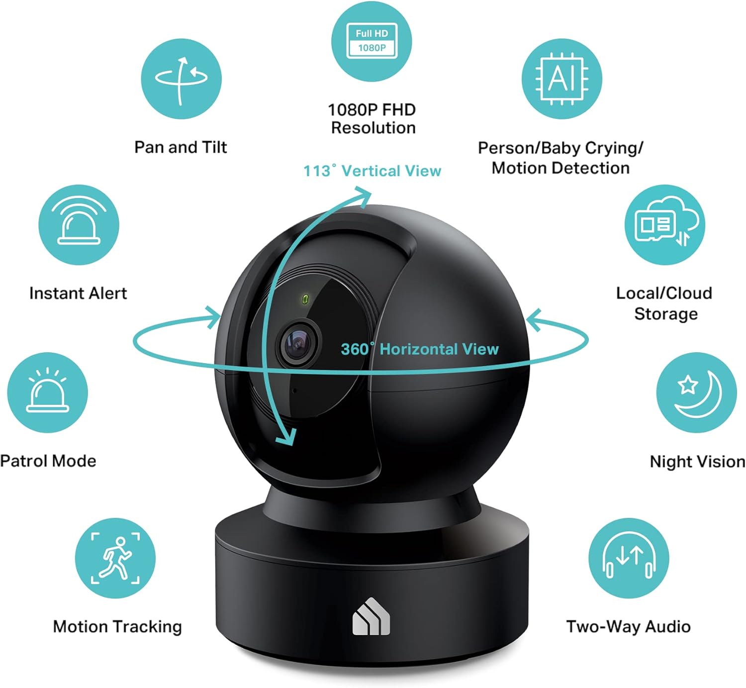 Kasa 1080p Indoor Pan/Tilt Wired Security Camera, Baby & Pet Monitor, EC70