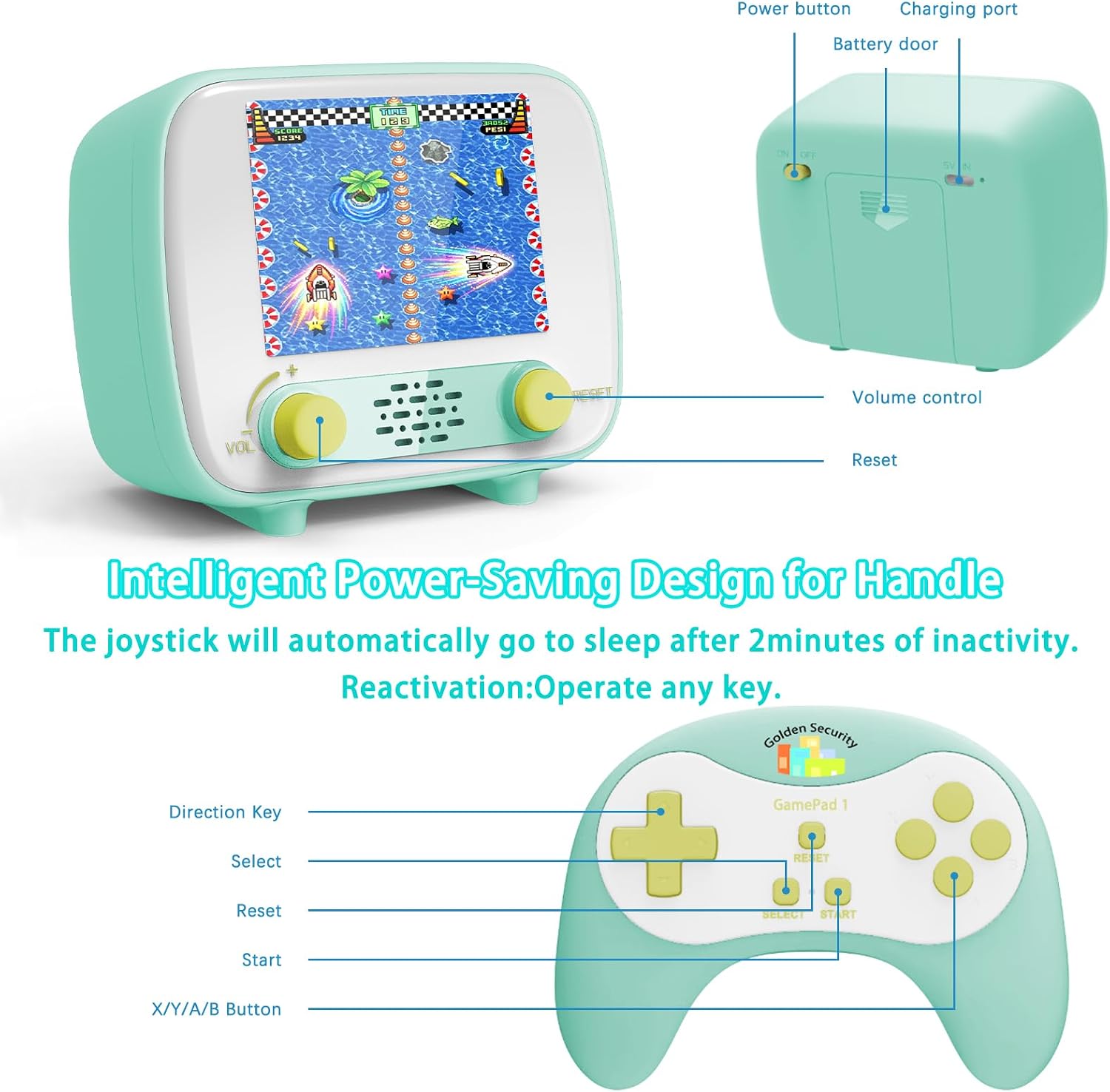 Mini Arcade Machine, Built in 156 Classic Retro Games, 2.8 Inch Screen | 156 Classic 16-Bit Video Games, Handheld Game Console, Rechargeable Battery, Support for TV Output, Birthday Present for kids