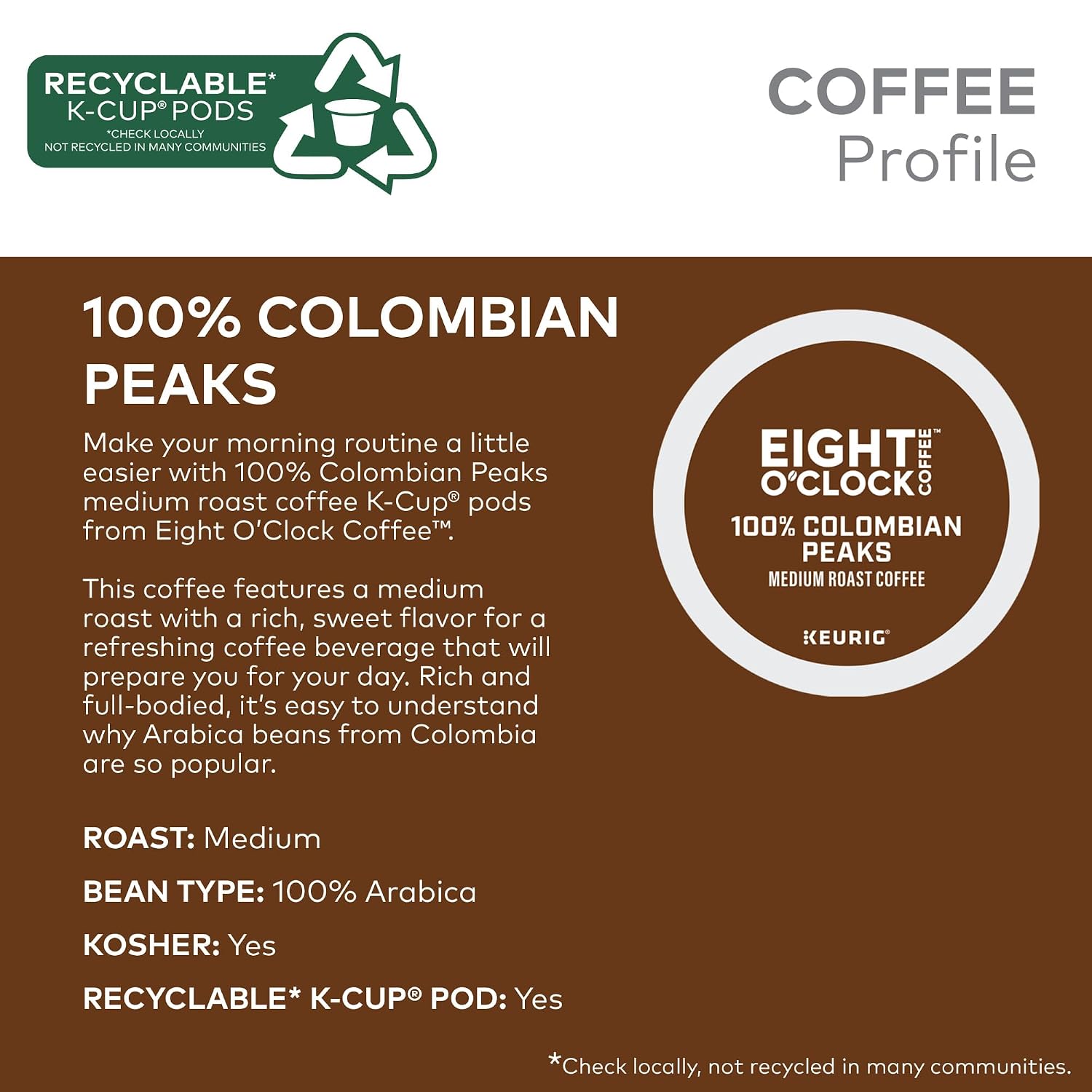 Eight O'Clock Coffee The Original, Single-Serve Keurig K-Cup Pods, Medium Roast Coffee Pods, 72 Count