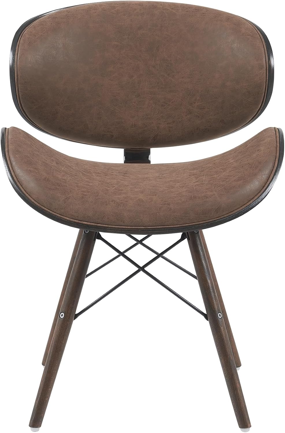 Armen Living Cassie Dining Chair in Black Faux Leather and Walnut Wood Finish 20D x 21W x 31H in