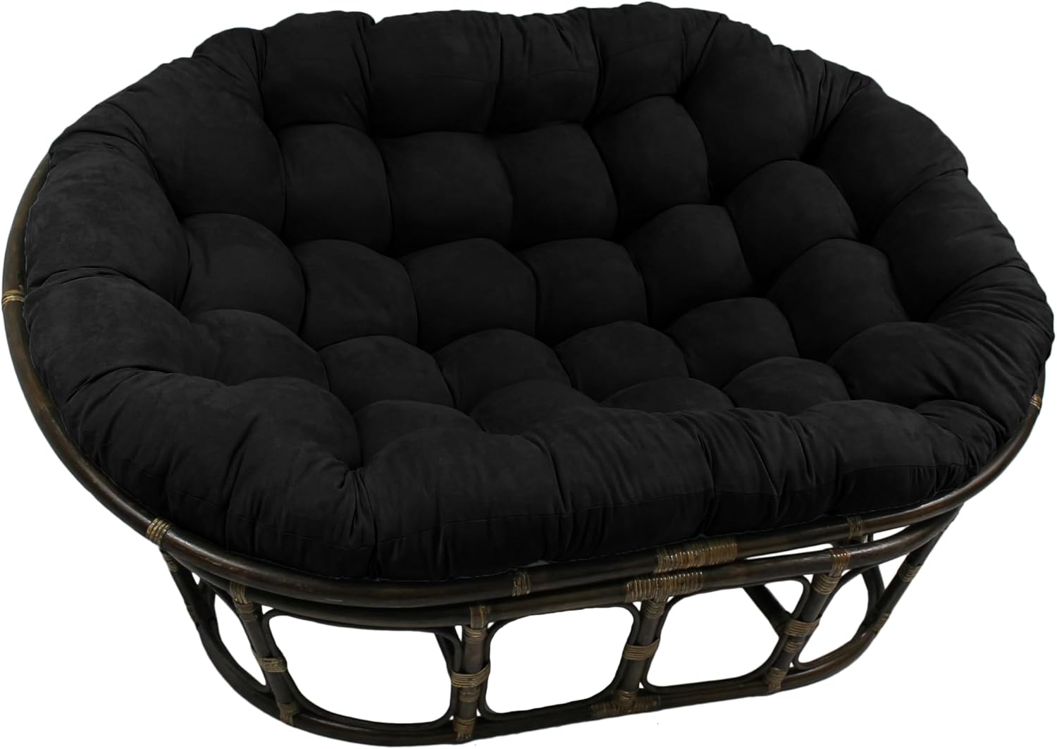 Blazing Needles Solid Microsuede Double Papasan Chair Cushion, 58" x 6" x 78", Black