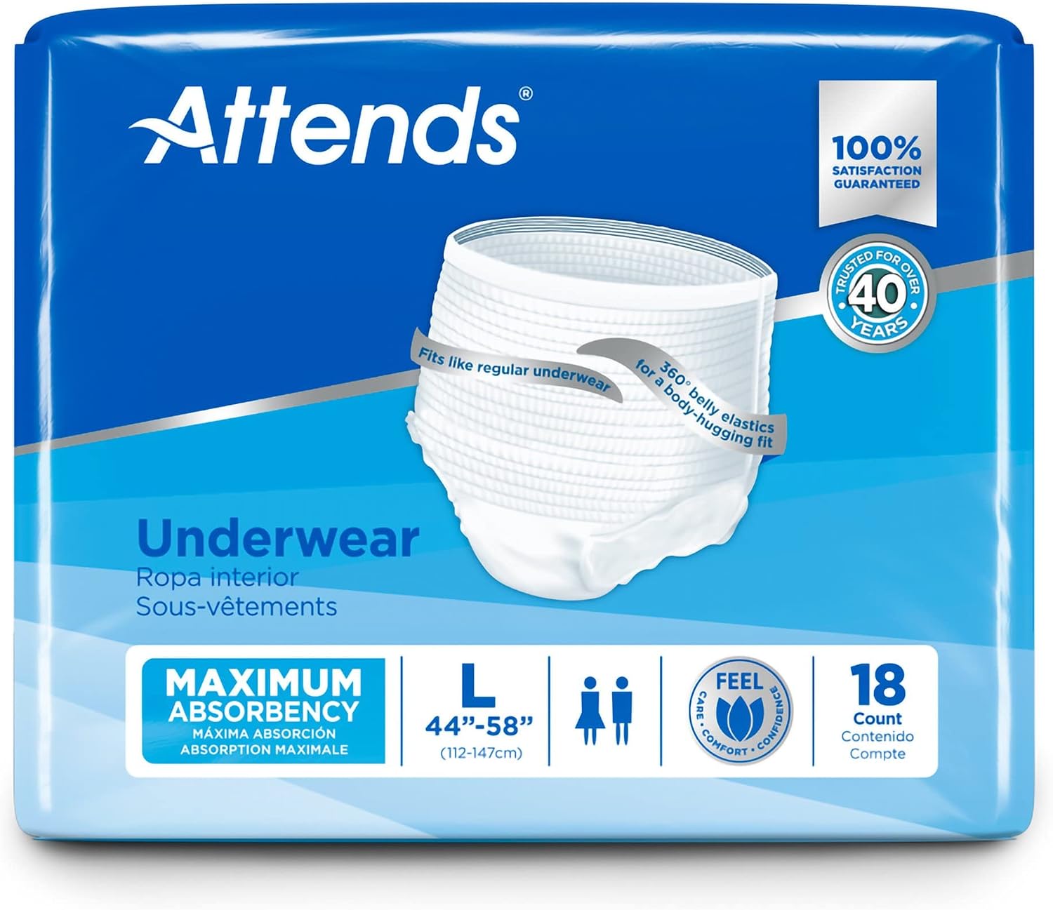 Attends Adult Absorbent Underwear, Medium, AP0720, Maximum, 80 ct | Disposable Pull-On Diapers with Tear-Away Sides and Breathable Waistband