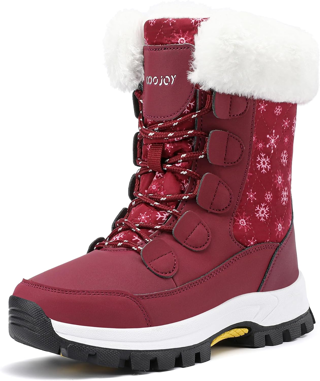COOJOY Womens Waterproof Winter Snow Boots Warm Shoes Furry Mid Calf Lightweight Walking Hiking Booties