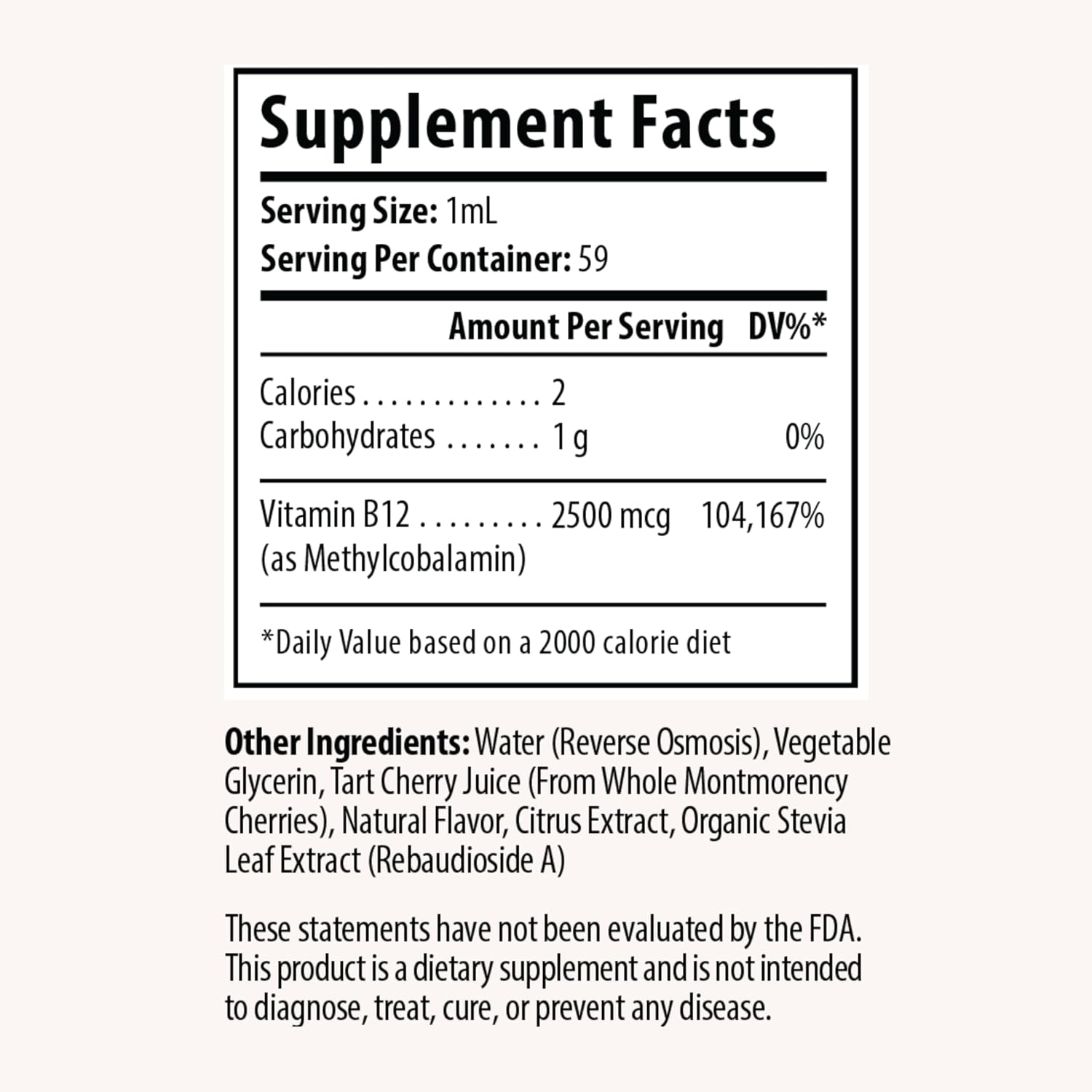 Drop Vitamin B12 Liquid Drops, 2500 mcg Methylated B12 (Methylcobalamin), Sublingual Drops for Energy and Nervous System Support, Natural Cherry