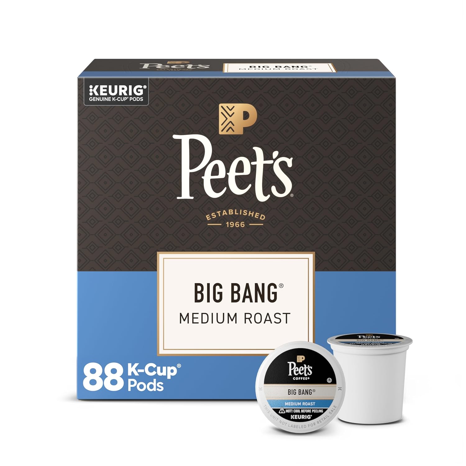 Peet's Coffee, Medium Roast Keurig K-Cup Pods, 100% Arabica Coffee - Big Bang 60 Count (6 Boxes of 10 K-Cup Pods)