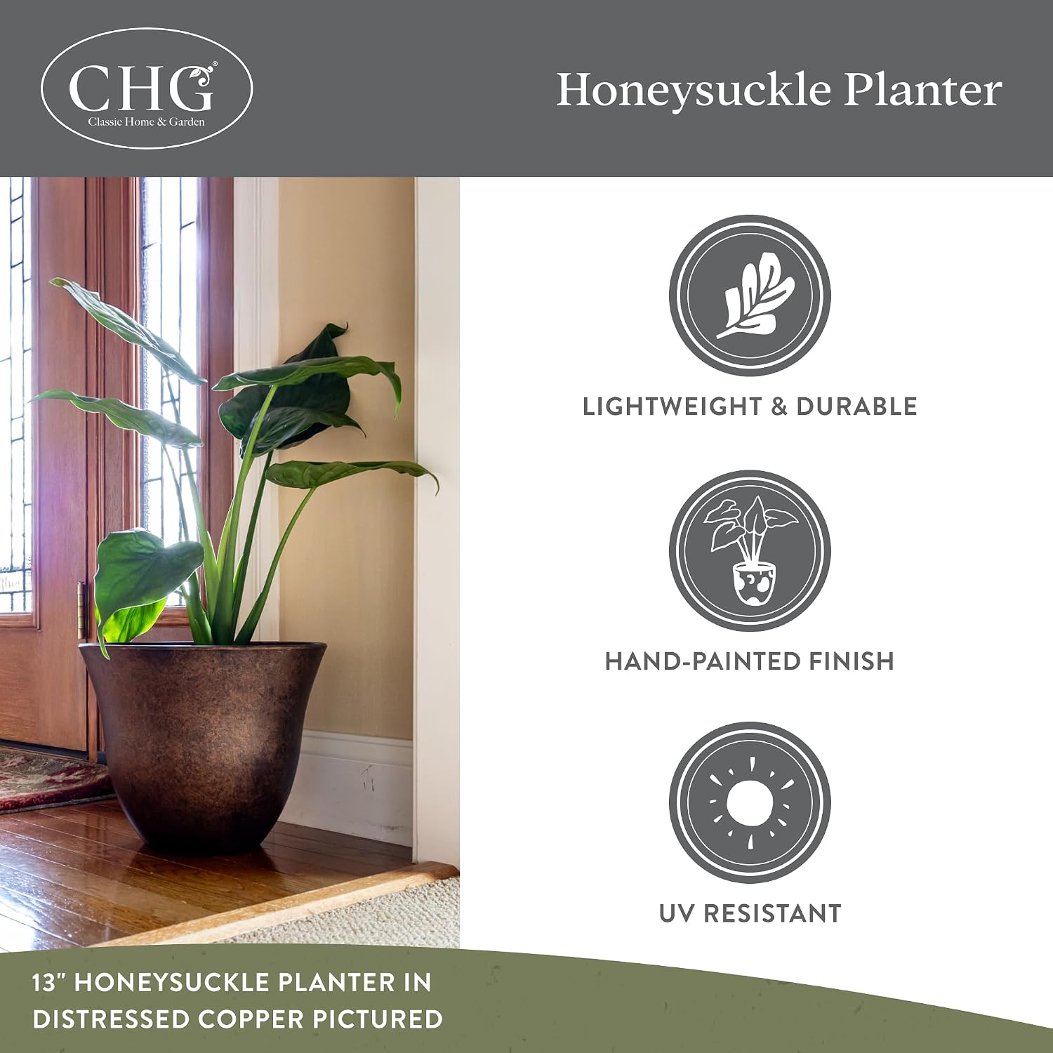 15" Honeysuckle Planter in Grained Beige