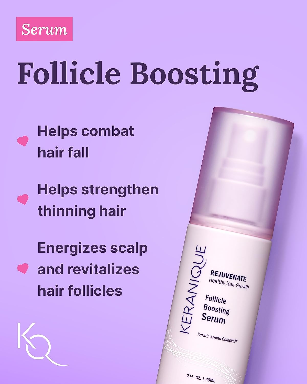 Keranique Color Treated Shampoo and Conditioner Set with Follicle Booster Hair Serum - Keratin Enriched Color Boost Set w/Shampoo