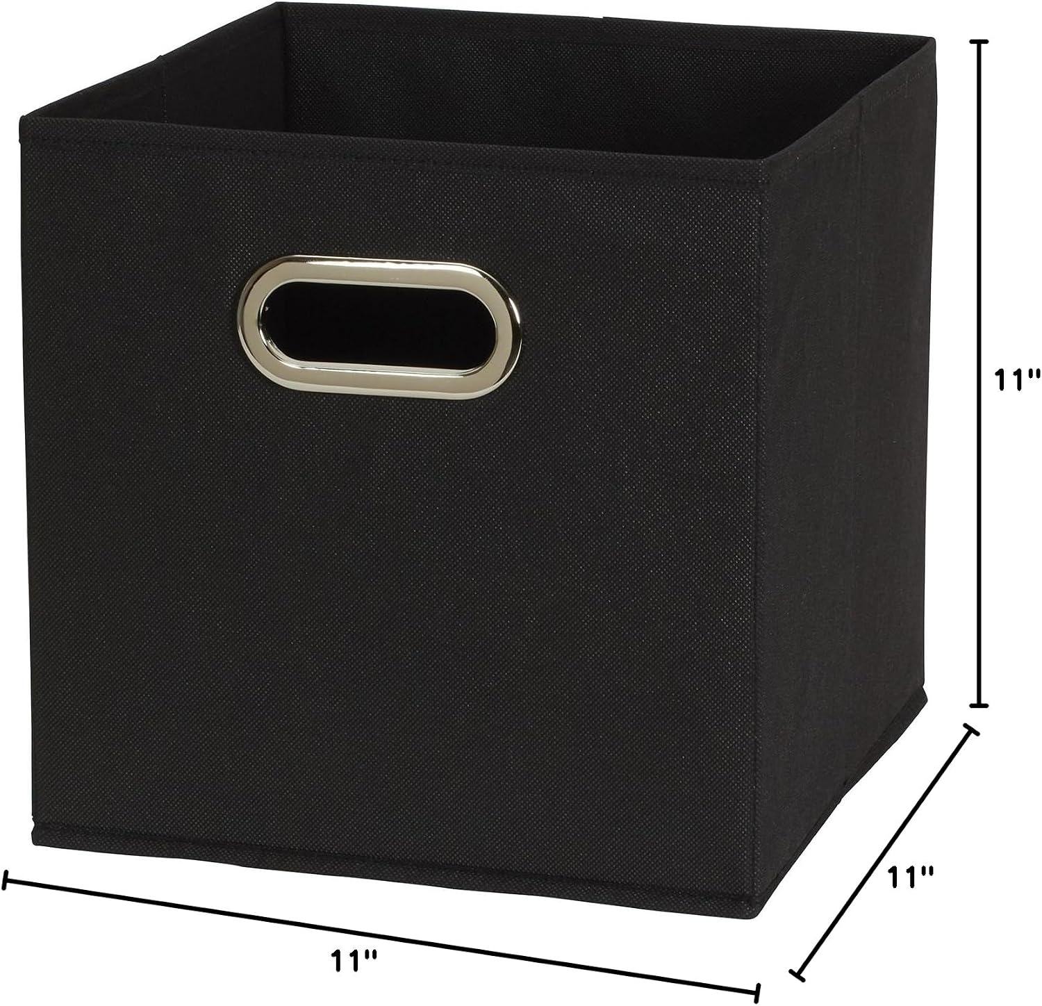 Household Essentials Fabric Storage Bins 6 Piece Set, Strong Poly-Woven Fabric, Sturdy Chipboard Sides, Grommet Front Handle, Stackable and Foldable, Classic Design, Navy