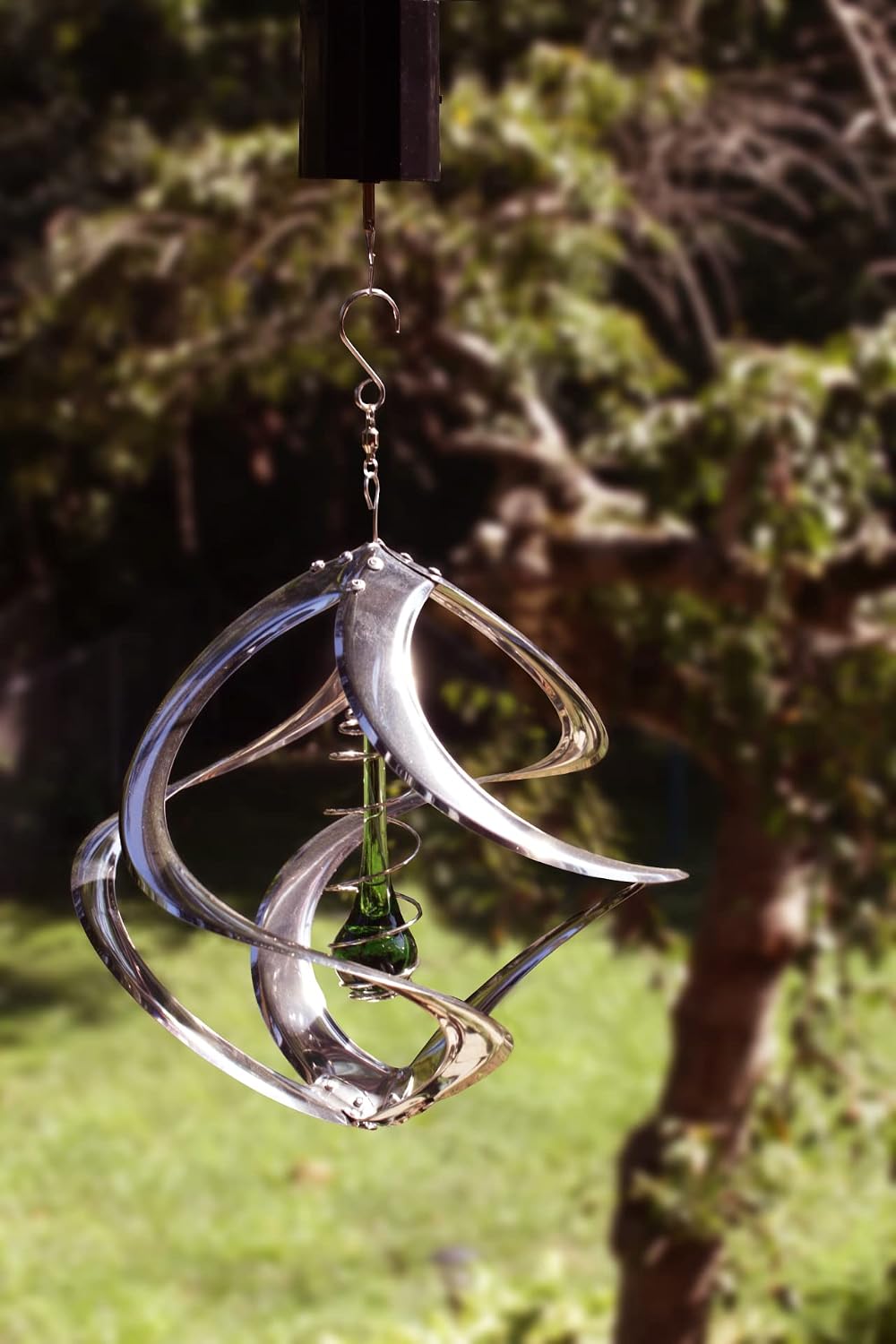 Red Carpet Studios The Original Cosmix Helix Wind Spinner Indoor/Outdoor Hanging Art, 11" Tall, Copper with Blue Planet