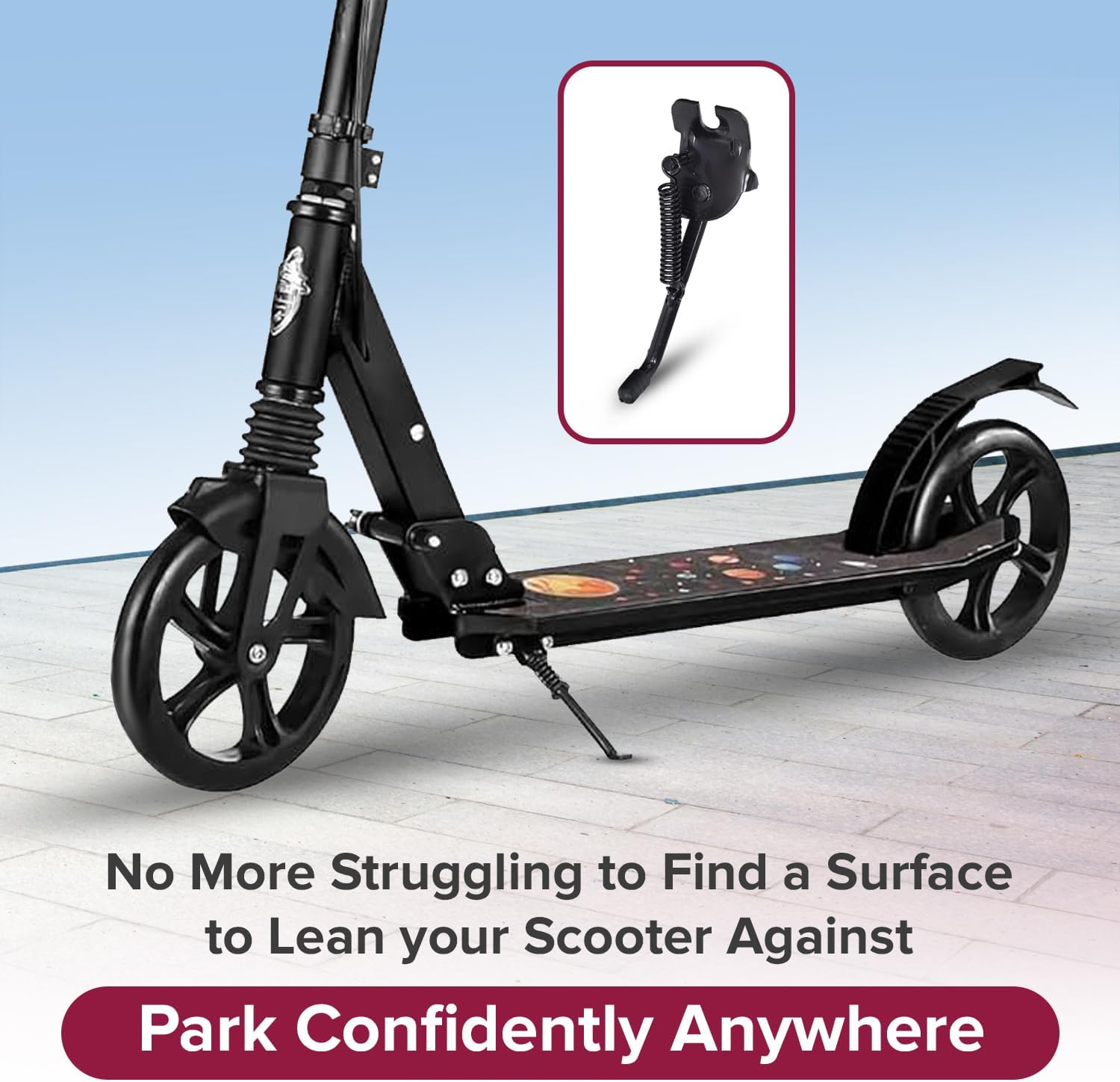 AlveyTech Kickstand for Currie Electric Scooters with 12-1/2" Tires