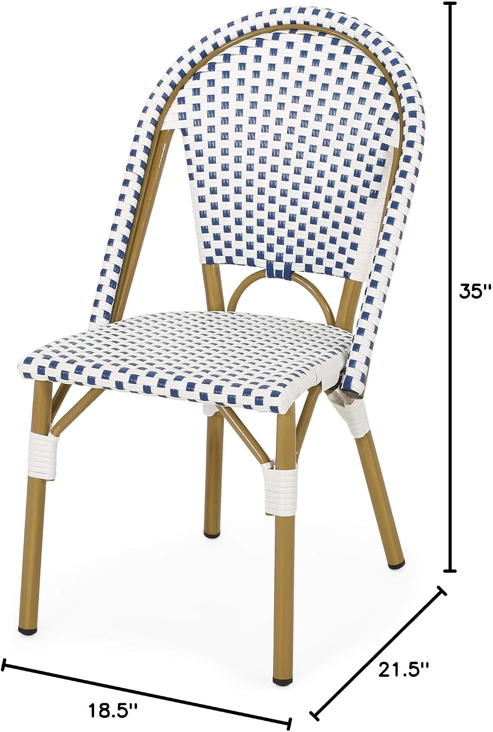Christopher Knight Home Philomena Outdoor French Bistro Chair (Set of 4), Black + White + Bamboo Print Finish