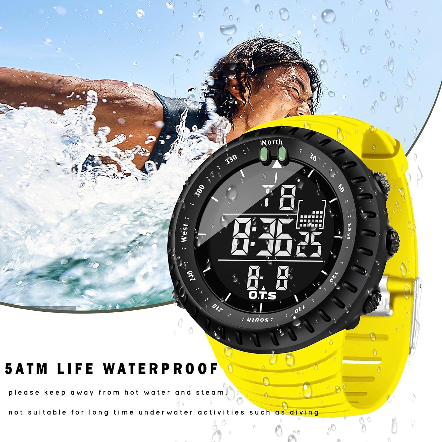 PALADA Men's Digital Sports Watch Waterproof Tactical Watch with LED Backlight Watches for Men