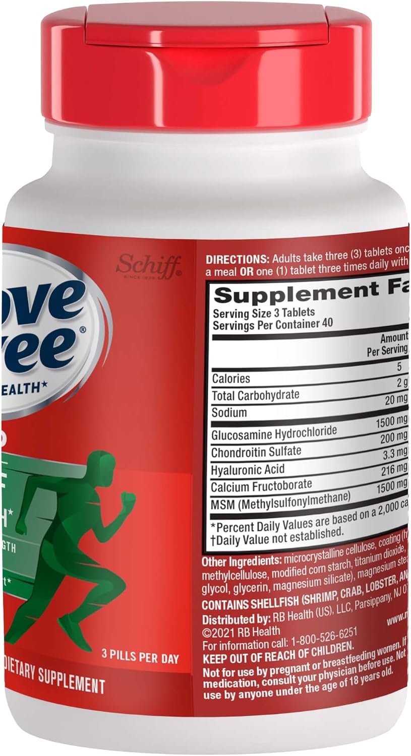 Move Free Advanced Joint Support, Glucosamine, Chondroitin + MSM - 120 ct | Supports Mobility Comfort Strength Flexibility & Bone, 40 Servings, Bone & Joint Support Supplement tablets, Fruitx-B