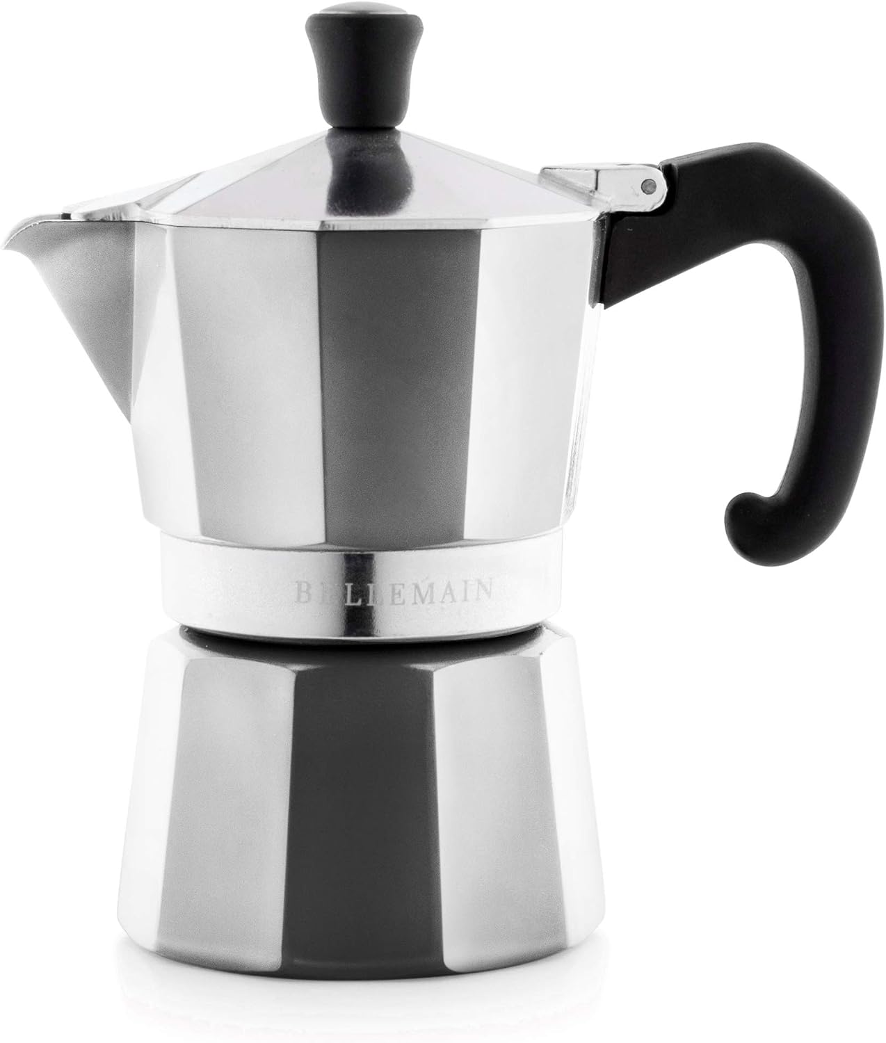Bellemain Stovetop Espresso Maker, Italian Moka Pot, 6-Cup Silver | Classic aluminum design brews rich espresso at home or camping, with an easy-to-use and easy-to-clean design.