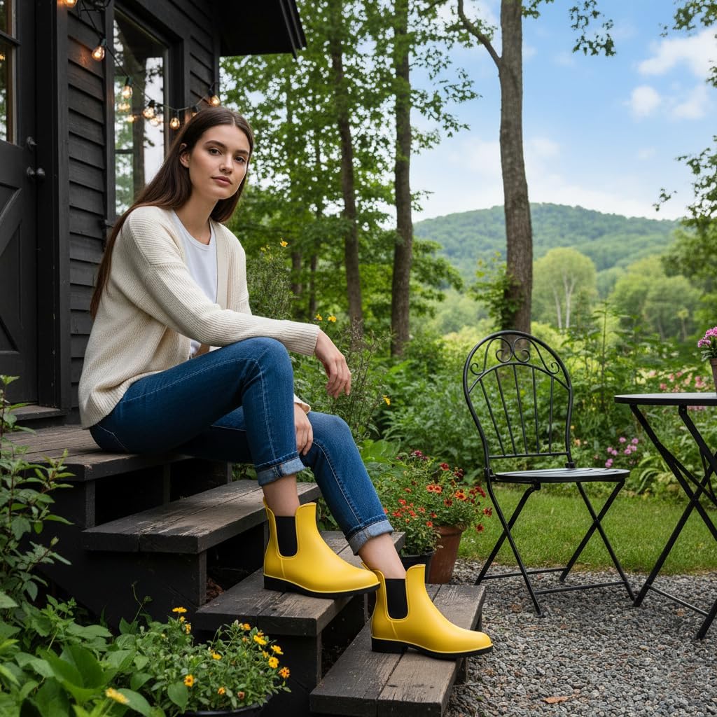 Asgard Women's Ankle Rain Boots Waterproof Chelsea Boots