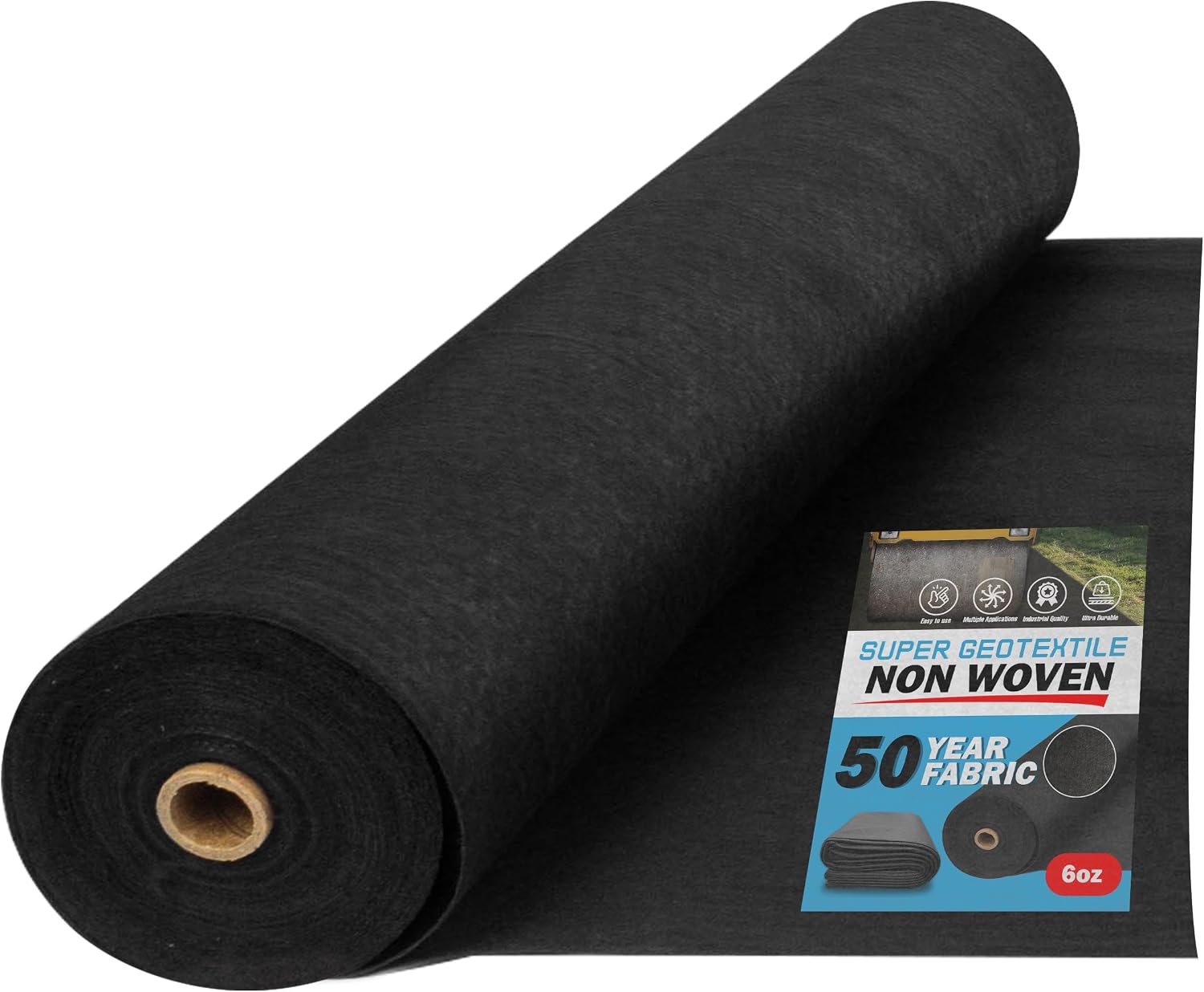 Super Geotextile 4, 6, 8 oz Non Woven Fabric for Landscaping, French Drains, Underlayment, Erosion Control, Construction Projects - 8 oz (4x100)