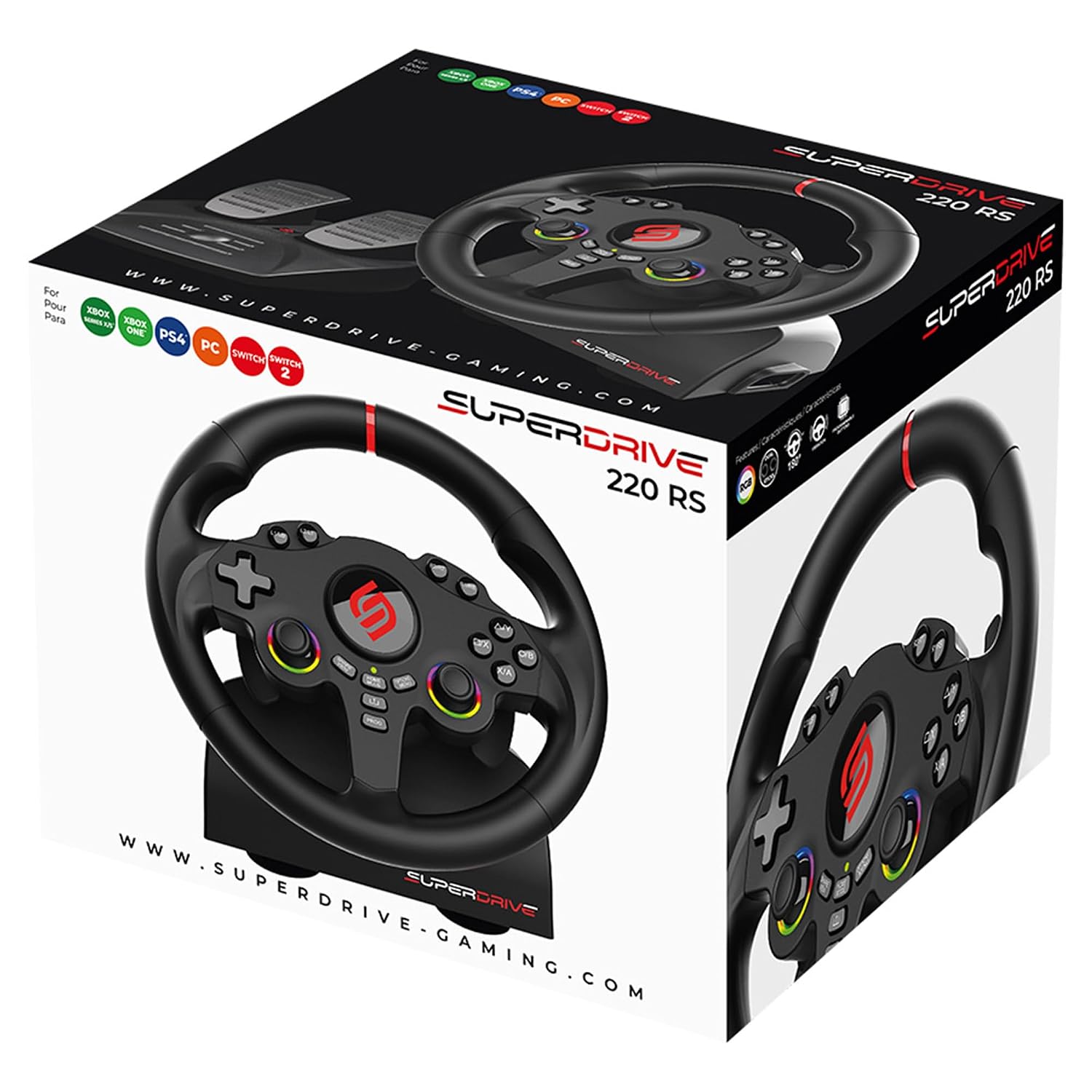 SUBSONIC Racing SV250 Gaming Steering Wheel Switch 2, PS4, Xbox & PC – 180°