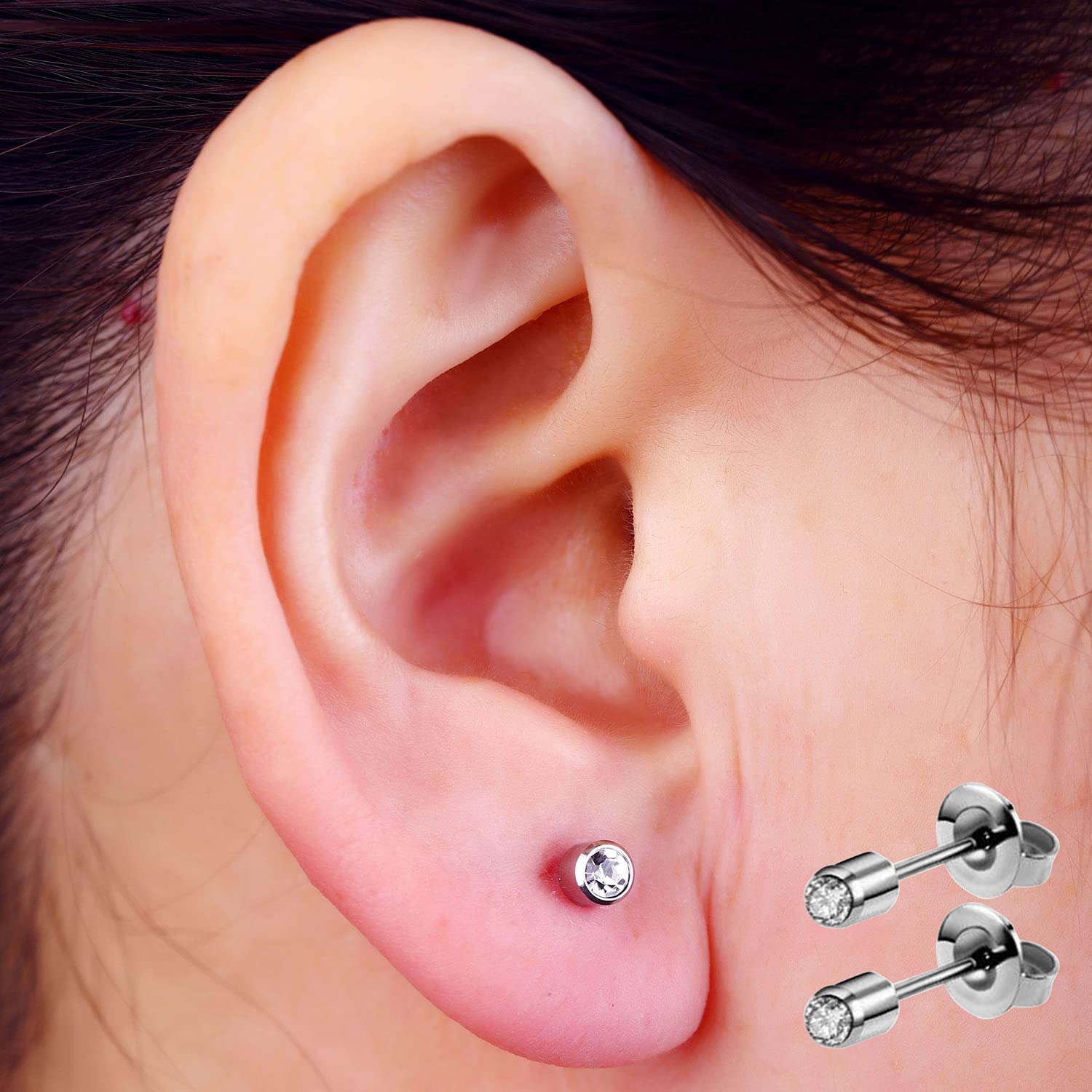 2Pcs Ear Piercing Kit Automatic and Painless Ear Nail Gun Disposable Aseptic Household Ear Piercing Gun Portable Ear Piercing Gun Group Ear Piercing Tools With Built-in 4mm Hypoallergenic Ear Studs