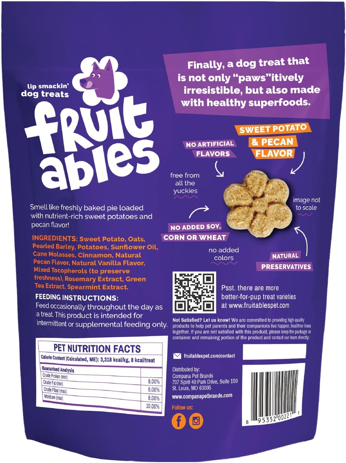 Fruitables Baked Dog Treats, Low Calorie Treats, Pumpkin & Banana, 7oz | Healthy Dog Treats, Training Treats, Crunchy Dog Biscuits, Limited Ingredient Recipe, Healthy Puppy Snacks, Made in USA