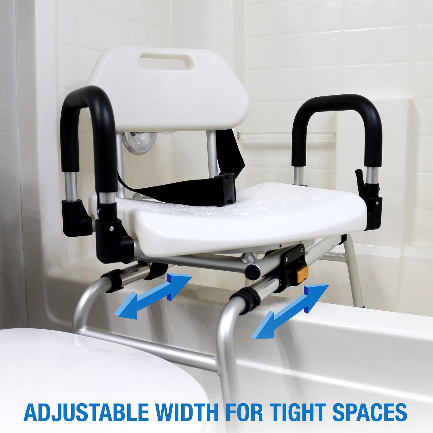 DMI Tub Transfer Bench and Shower Chair with Non Slip Aluminum Body, FSA Eligible, Adjustable Seat Height and Cut Out Access, Holds Weight up to 400 Lbs, Bath and Shower Safety, Transfer Bench