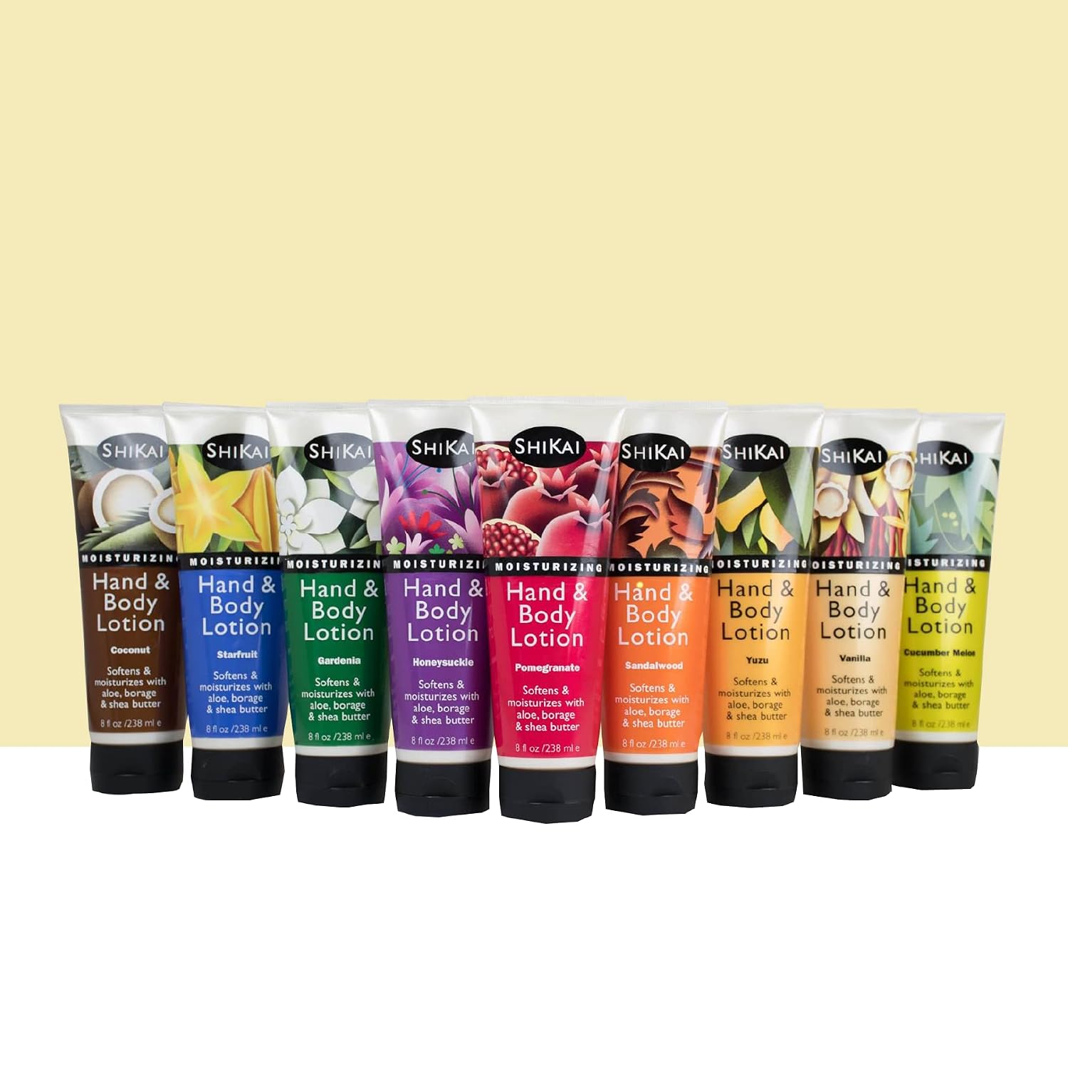 ShiKai Gardenia Hand & Body Lotion (8oz, Pack of 3) | Daily Moisturizing Skincare for Dry and Cracked Hands | With Aloe Vera & Vitamin E
