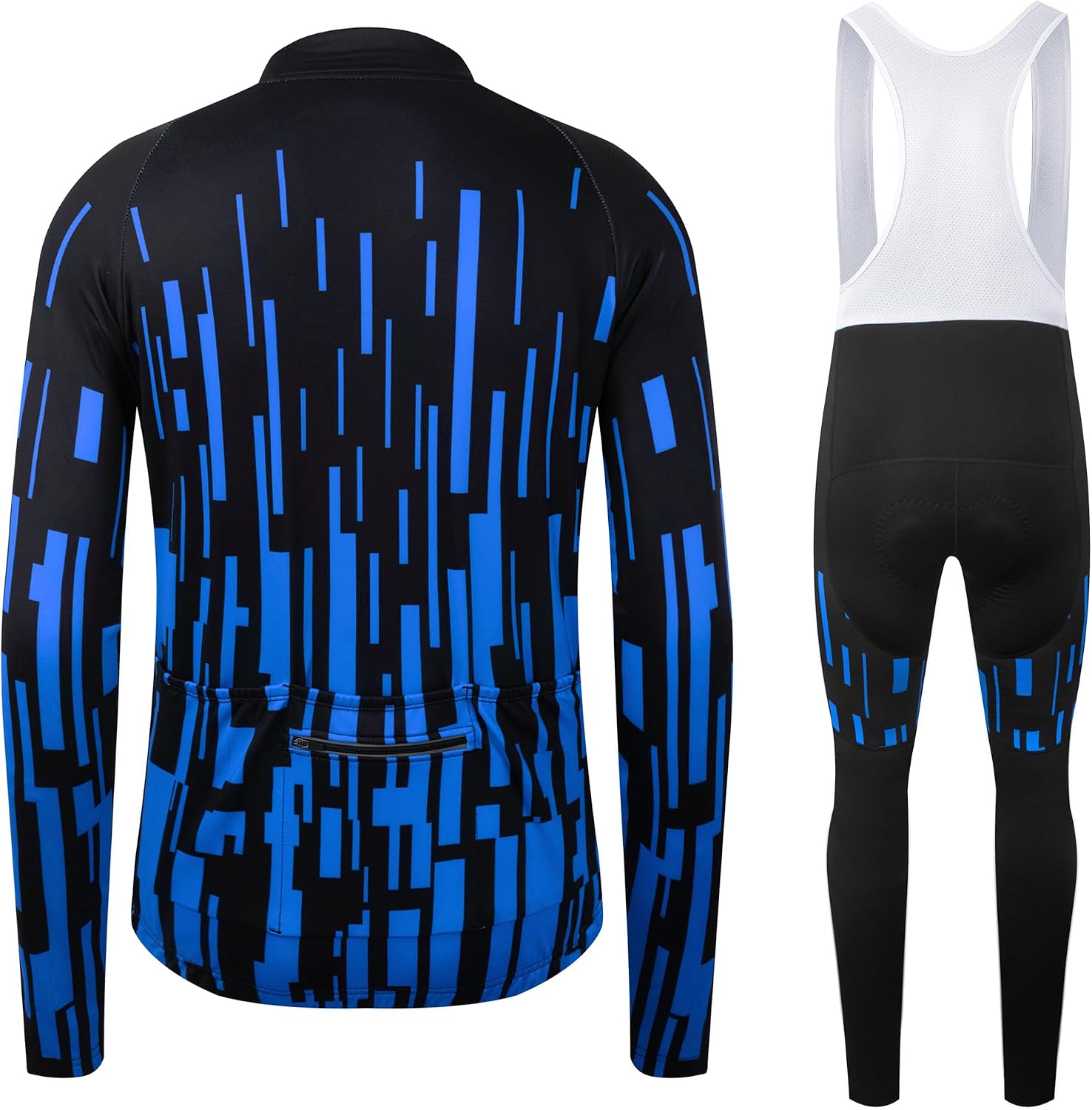 Coconut Ropamo CR Men's Cycling Clothing Set Long Sleeve Cycling Jersey Zipper Pocket Bike Outfit Cycling Bib Pants 3D Padded