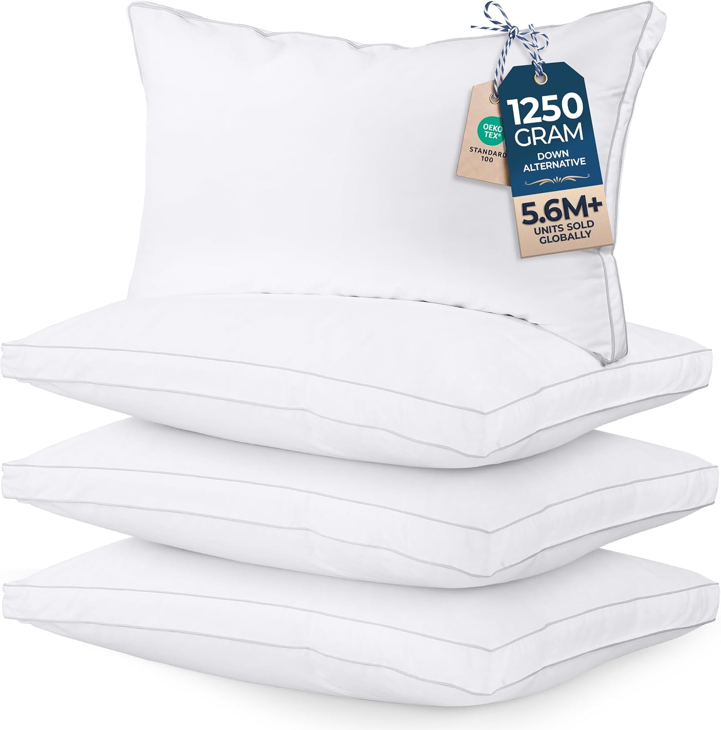 Utopia Bedding Gusset Bed Pillow, Hotel Pillows King Size Set of 2, White