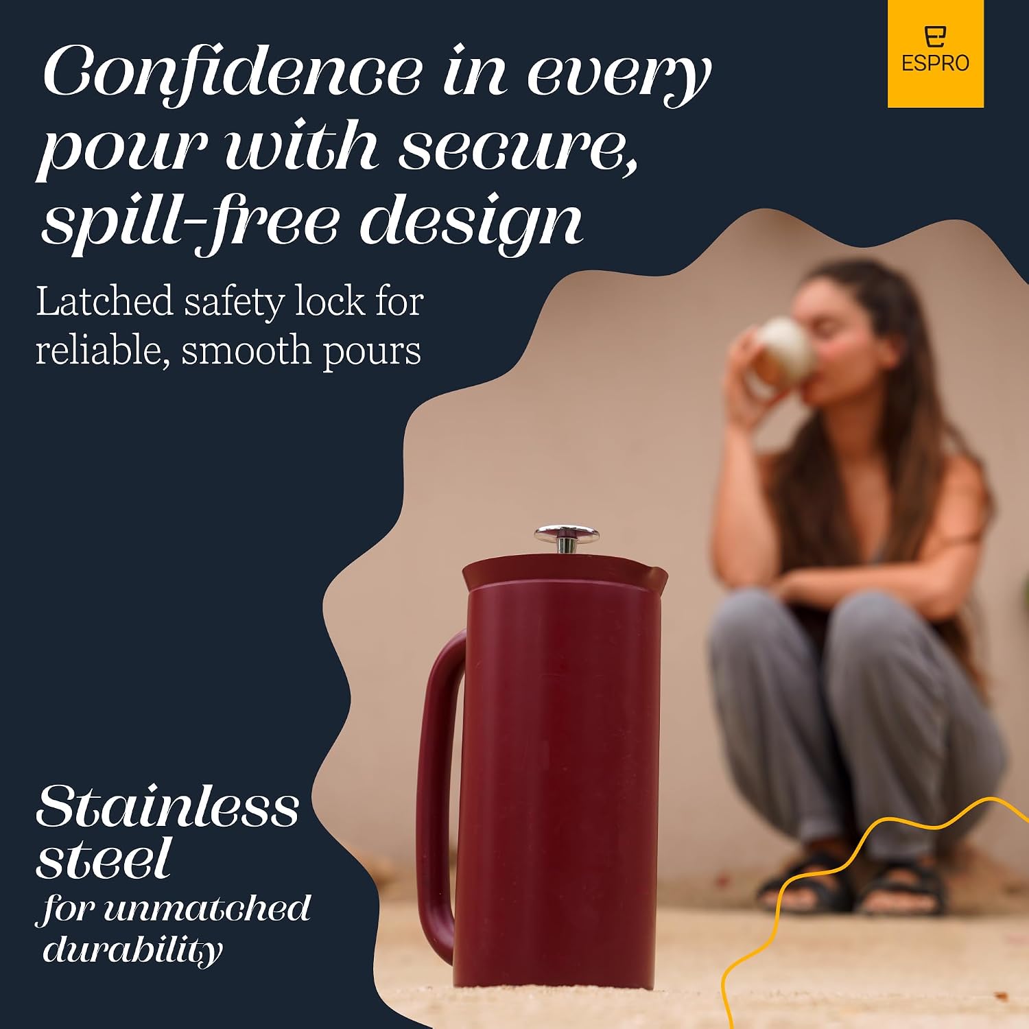 ESPRO P7 French Press, 18oz, Brushed, Stainless Steel Coffee Maker | Double Filter Coffee Press, Grit-Free Coffee, Heat Resistant Insulated tea Press, Easy Hot and Cold Coffee Brewer, Tea Brewer