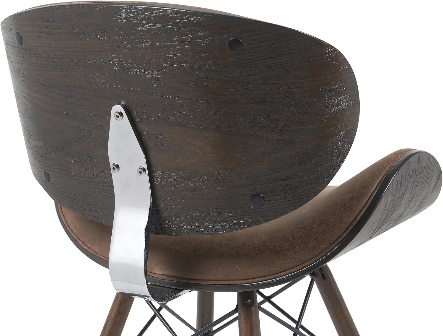 Armen Living Cassie Dining Chair in Black Faux Leather and Walnut Wood Finish 20D x 21W x 31H in