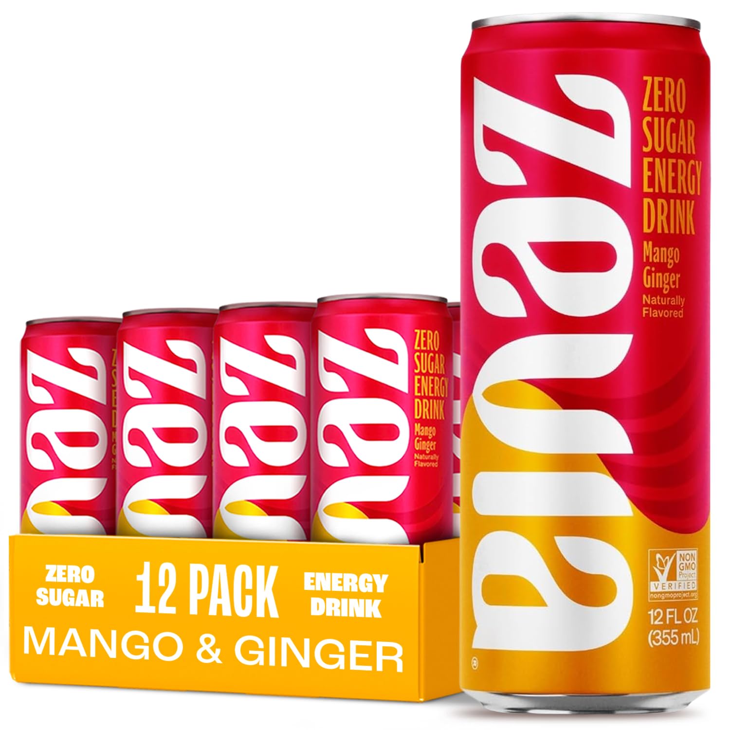 Zevia Zero Sugar Energy Drink, Raspberry Lime, 12 oz Cans (12-Pack) – Naturally Sweetened, Zero Calorie Sugar Free Energy - Non-GMO Project Verified, Gluten-Free, Vegan