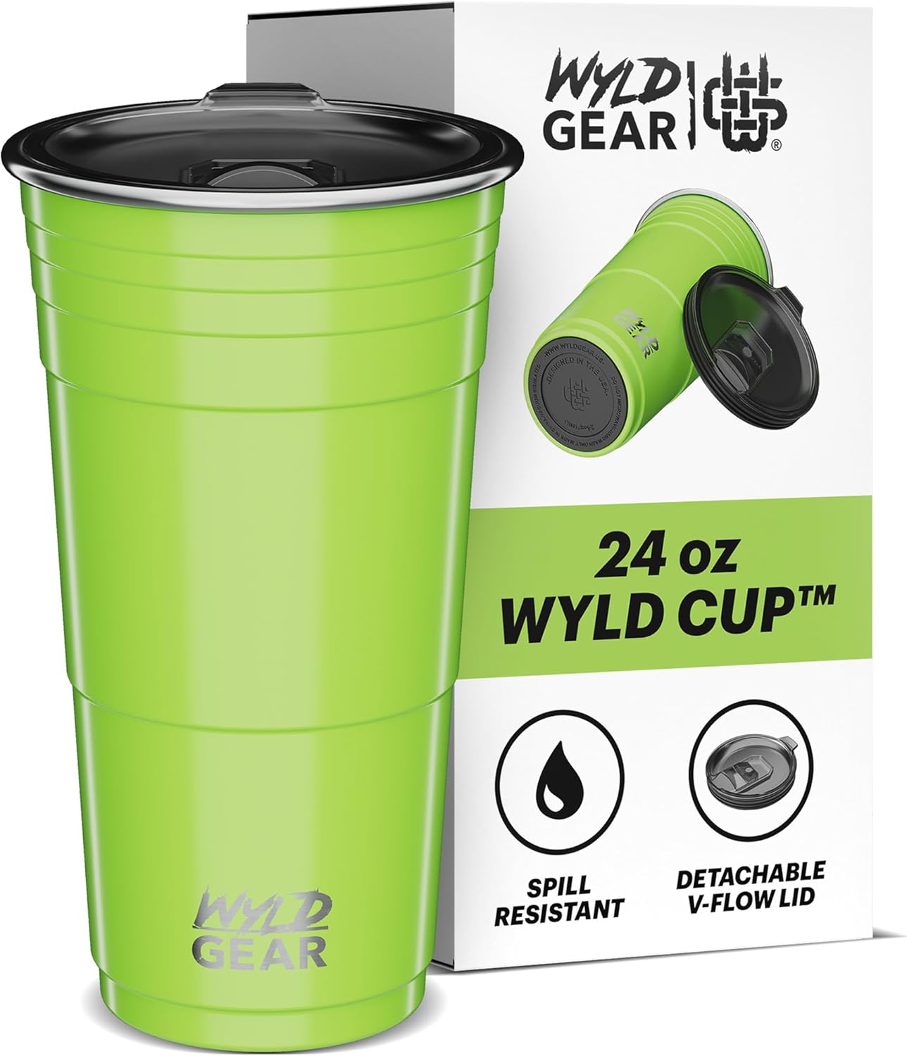 Wyld Gear Party Cup 24oz Red Stainless Steel Reusable Metal Cup with Lid