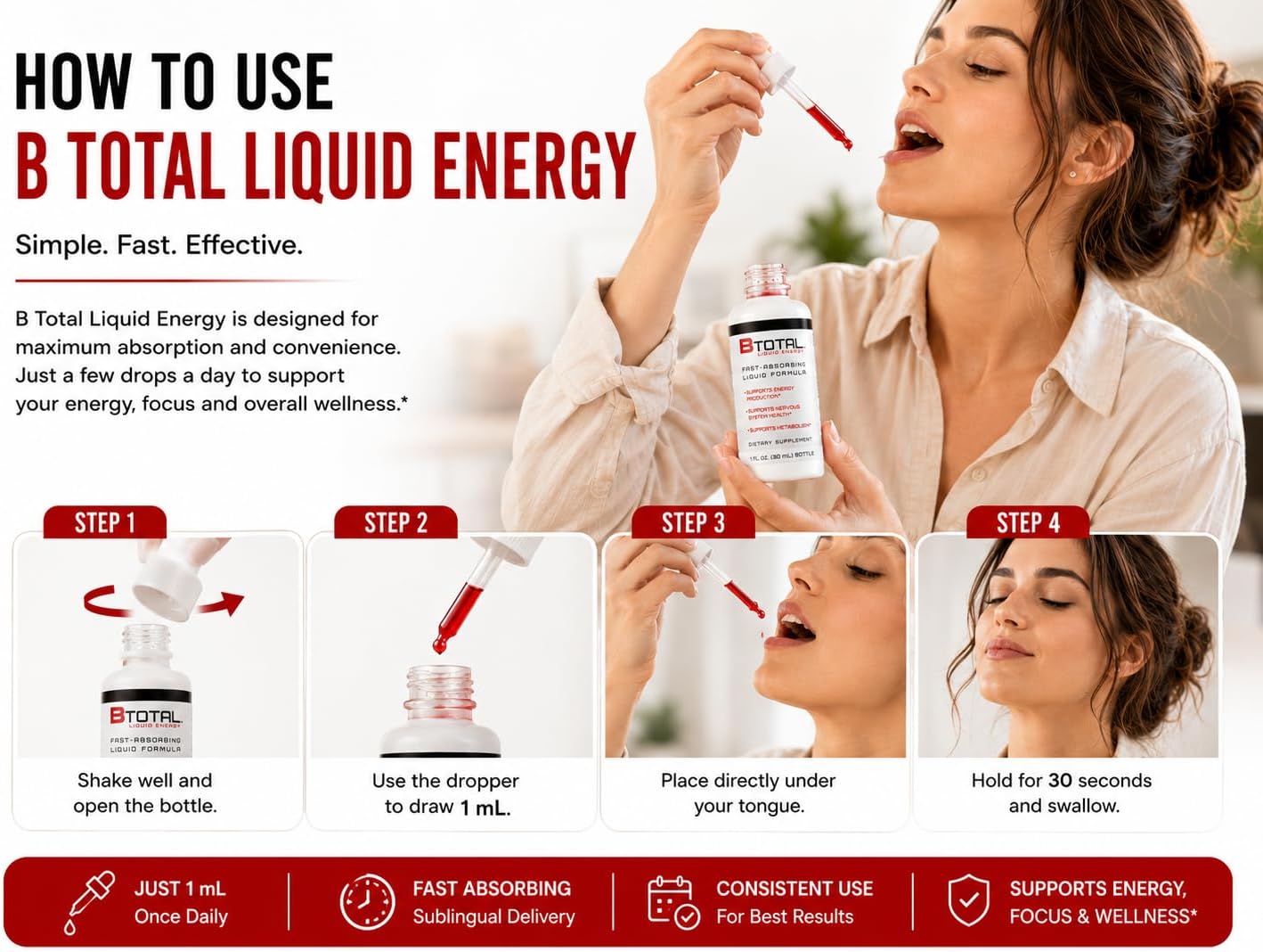 Sublingual Vitamin B Complex Liquid Drops, B12, Berry, 2 fl oz | Fast sublingual liquid B-complex with B12 for energy