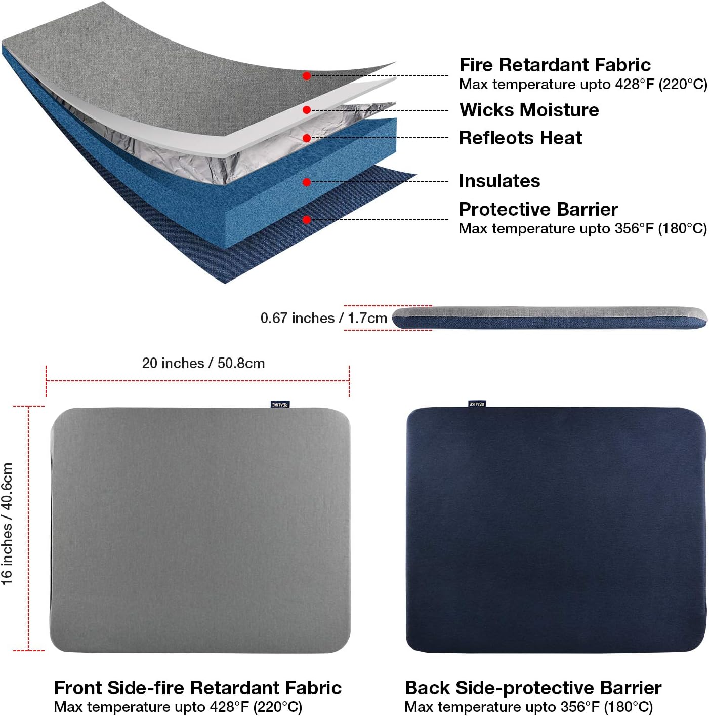 REALIKE Heat Press Mat Compatible with Cricut Easy Press 2/Cricut Easy Press(12X12 inch)