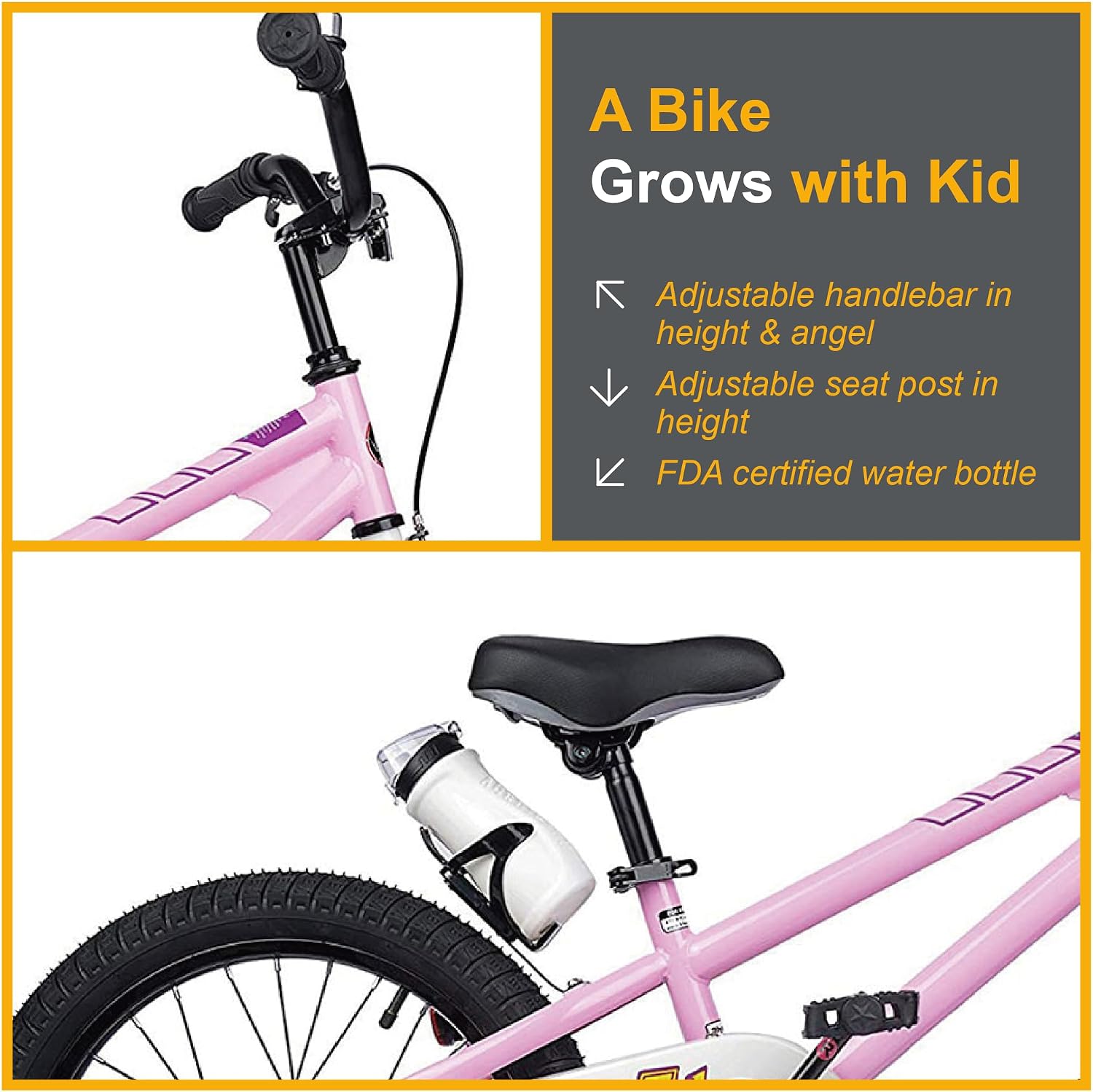 RoyalBaby Freestyle Kids Bike 12 14 16 Inch with Training Wheels, 18 Inch with Kickstand, Bicycle for Ages 3-10 Years Boys Girls