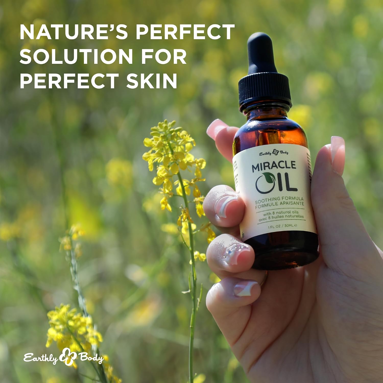 Earthly Body Miracle Oil, 1 fl. oz. - 3 Pack - 100% Natural Tea Tree Oil, Hemp Seed Oil & Vitamin E - Moisturizer, Calms Skin Irritations, Helps Smooth Wrinkles - Gluten Free, 100% Vegan