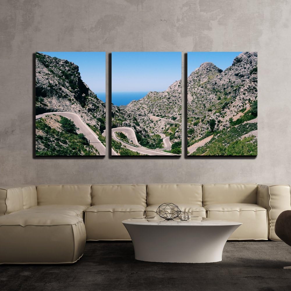 wall26 - 3 Piece Canvas Wall Art - Blue Ocean Waves - Modern Home Art Stretched and Framed Ready to Hang - 16"x24"x3 Panels