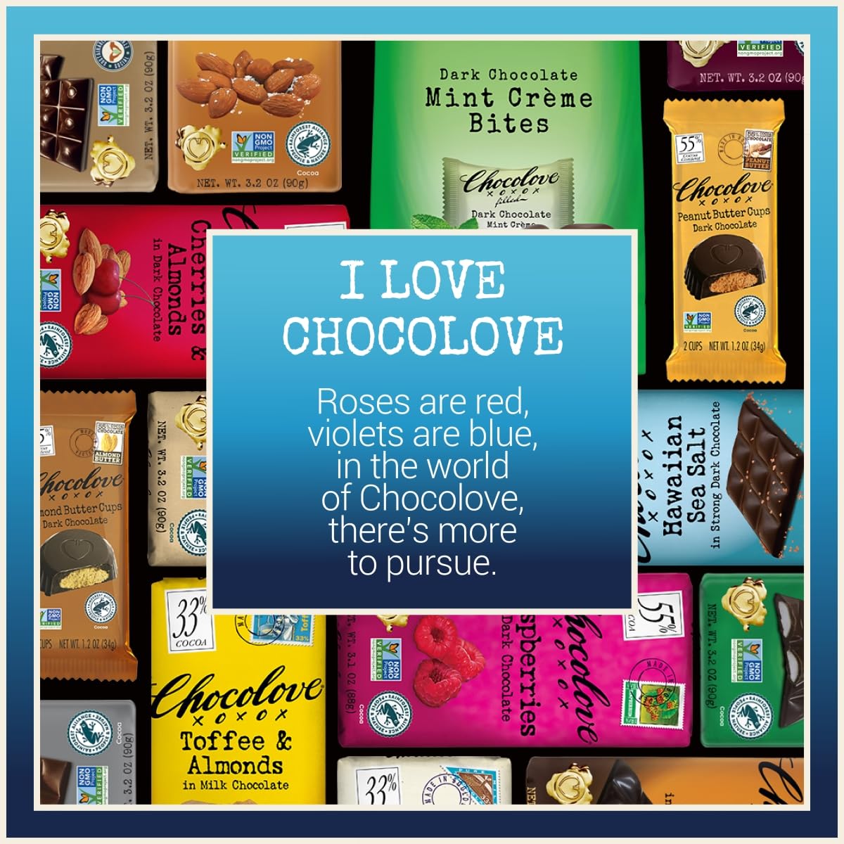 Chocolove Salted Caramel Chocolate Bars | 55% Cocoa | Silky Caramel with a Hint of Salt | Made with Premium Chocolate | Non-GMO, & Gluten-Free, 3.2 oz Bar (10 Pack)