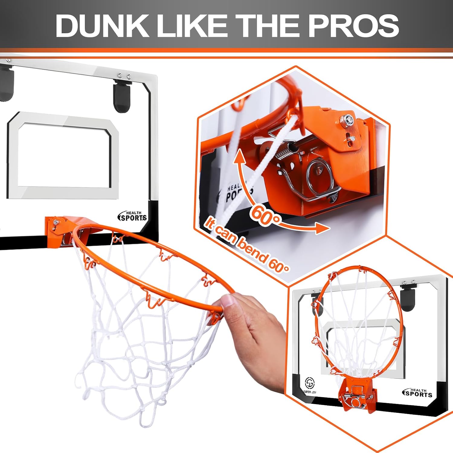 Mini Basketball Hoop Over The Door - Wall Mounted Basketball Hoop Set with Complete Accessories - Basketball Toys Gifts for 6 7 8 9 10 11 12 Year