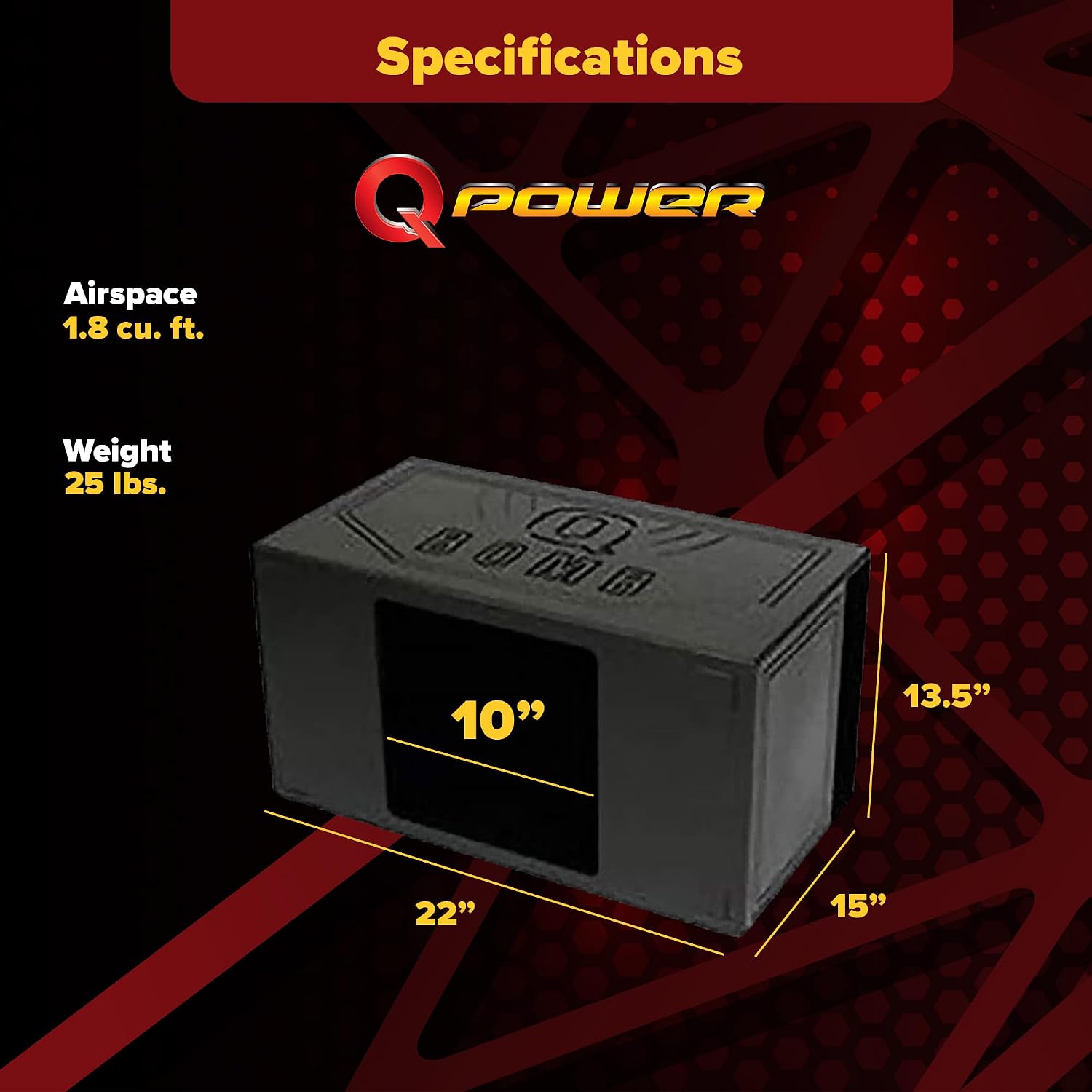 QPower QBOMB Single 12-Inch Speaker Box – Side-Ported Design with Black Bed Liner – Compatible with Kicker L7 Subwoofer