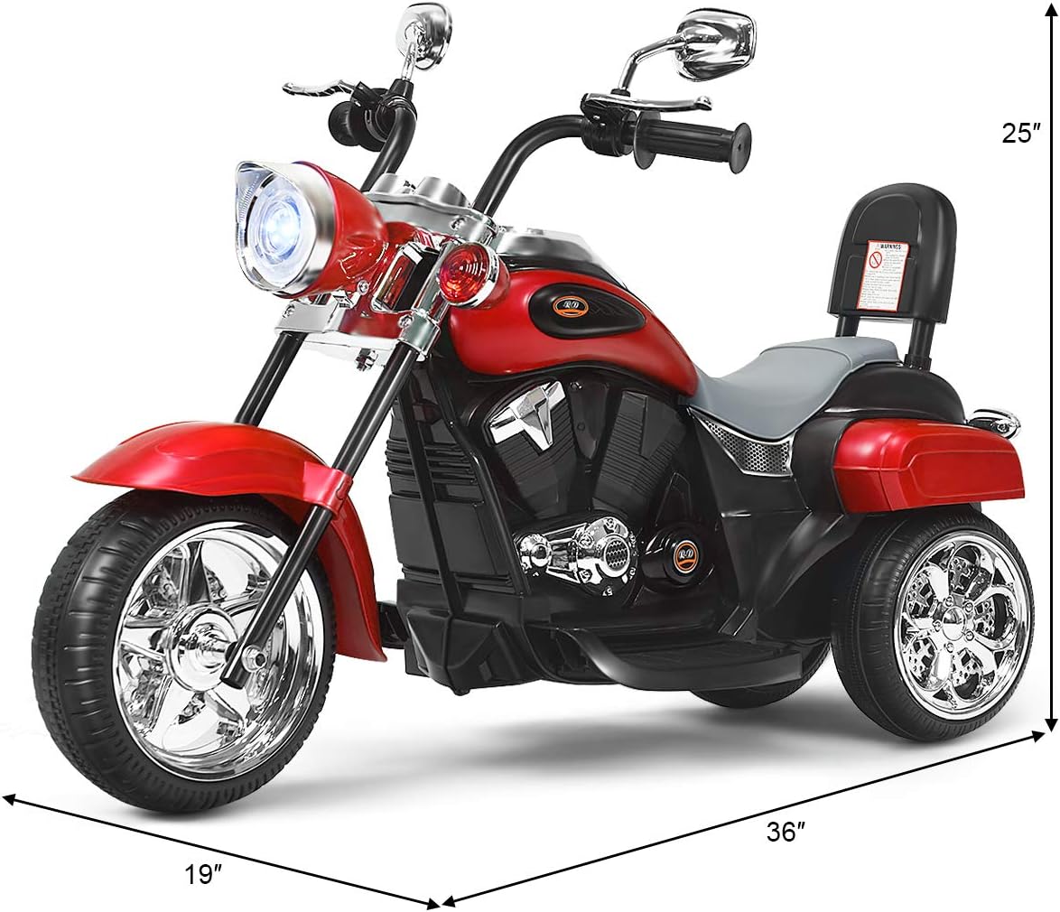 Costzon 6V Ride on Chopper Kids Motorcycle with Horn, Headlight (Red)