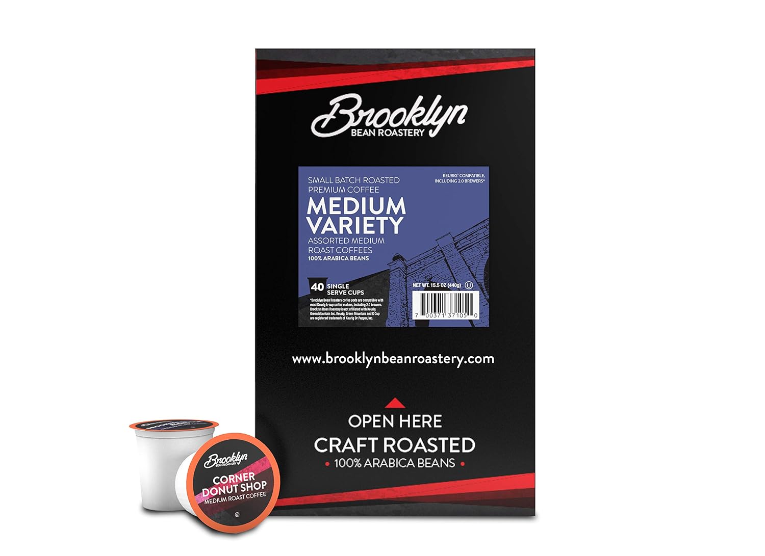 Brooklyn Beans Colombian Gourmet Coffee Pods - Compatible with Keurig K Cup Brewers Including 2.0 Machines, 40 Count, Rich and Smooth Colombian Medium Roast