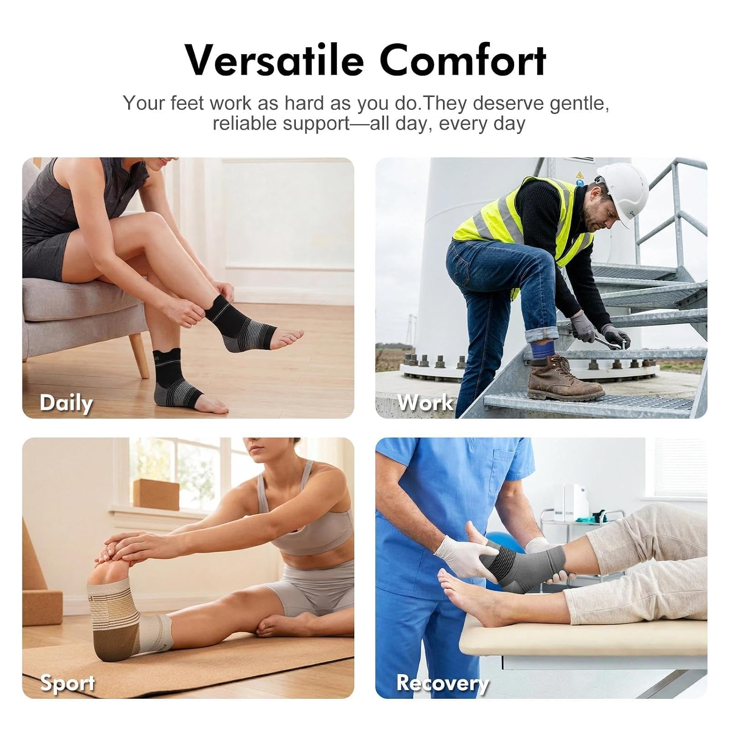 PAPLUS 6 Pairs Plantar Fasciitis Socks, Compression Socks with Arch Support