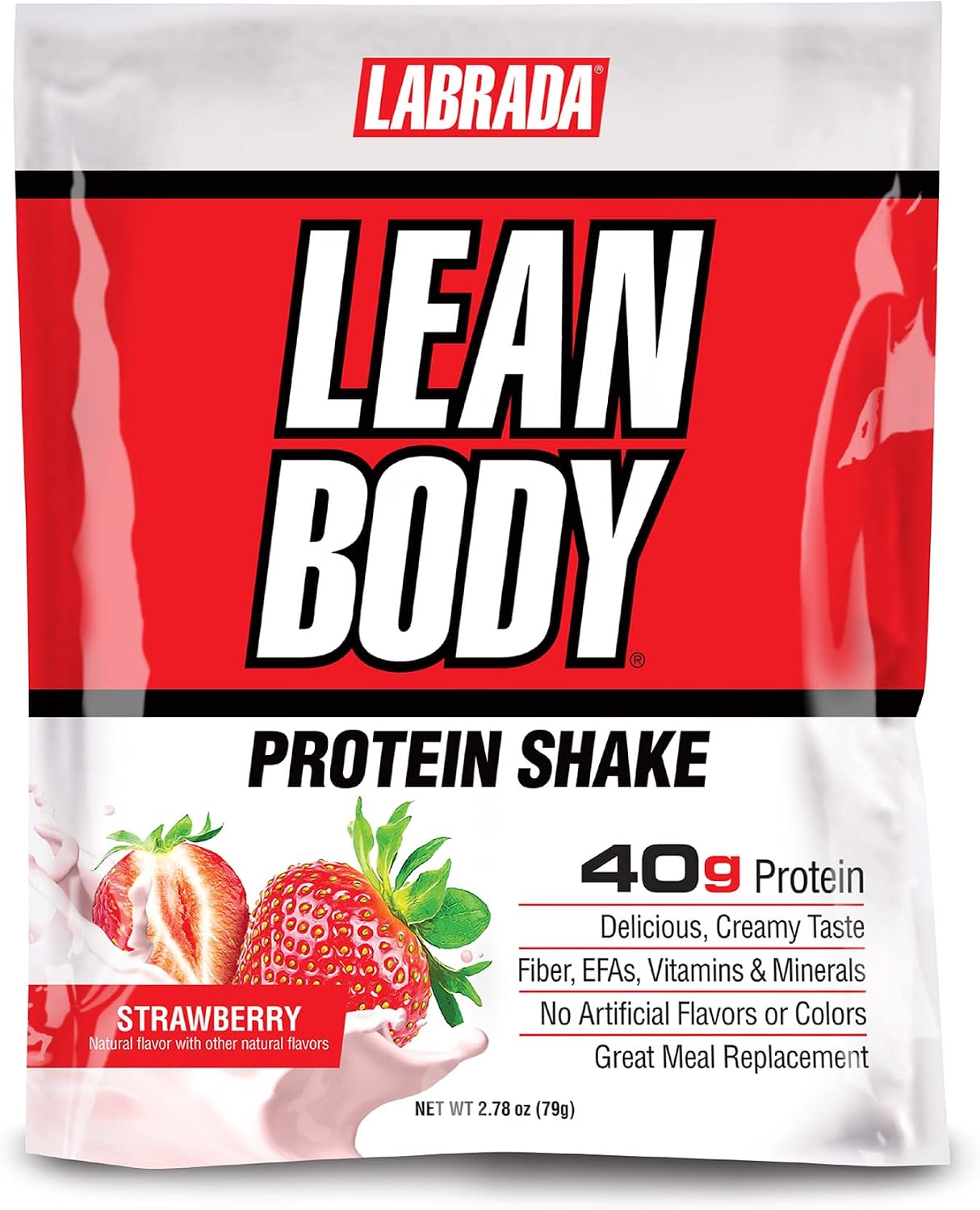 Labrada Nutrition Lean Body Hi-Protein Shake, Strawberry, 2.47-Pound Tub Strawberry Packaging May Vary