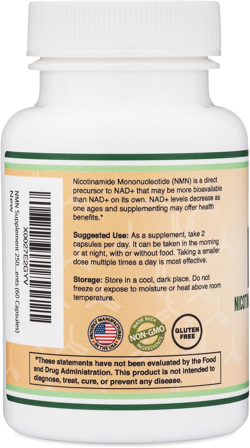 NMN 250mg per Serving, 99% Purity, Cellular Energy & Healthy Aging, 60 Caps | Supports Cellular Energy & NAD+, Antioxidant & Healthy Aging