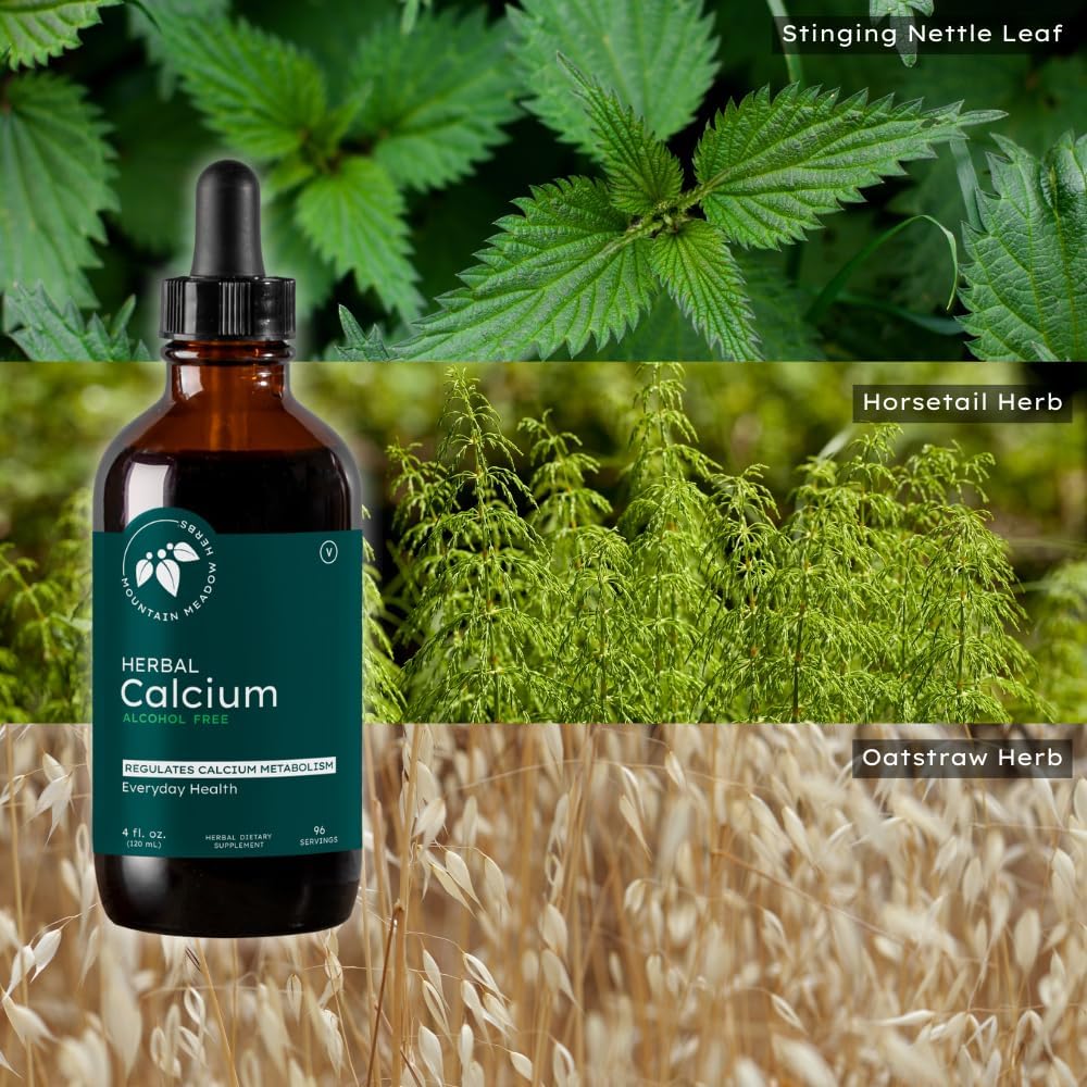 Mountain Meadow Herbs Herbal Calcium – Vegan Liquid Calcium Supplement for Bone & Teeth Support, High Absorption Plant-Based Formula for Adults & Kids - 2 oz