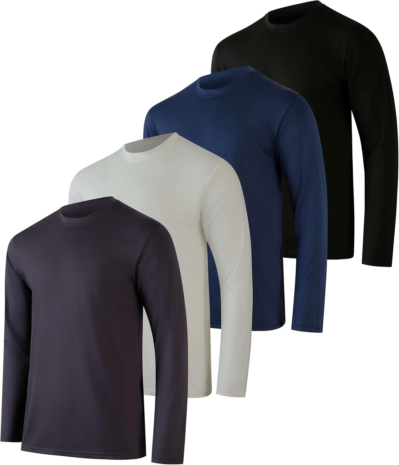 4 Pack Men's Dry Fit Long Sleeve Workout Shirts Gym Athletic Tee Fishing