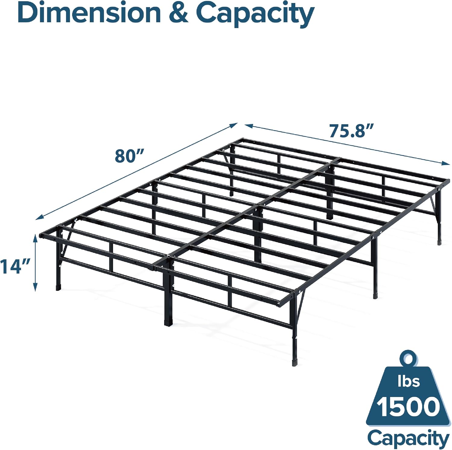 ZINUS SmartBase Compack Mattress Foundation, 14 Inch Metal Bed Frame, No Box Spring Needed, Sturdy Steel Slat Support, Full