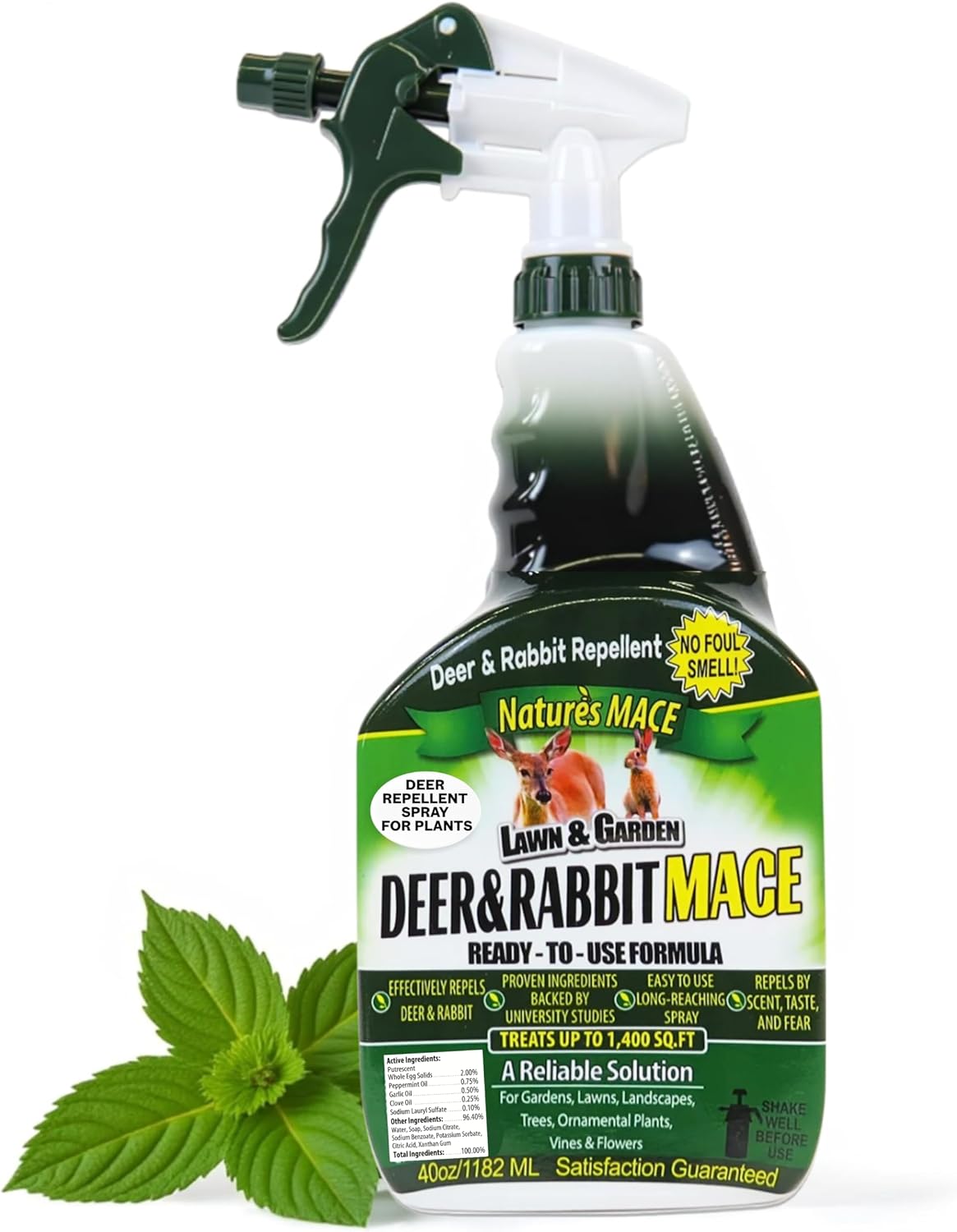 Nature's MACE Deer & Rabbit Repellent 40 oz Concentrate | Deer Repellent Spray for Plants, Lawns, Flowers & Gardens, Plant Safe, Protect Plants Fast, All-Season Protection.