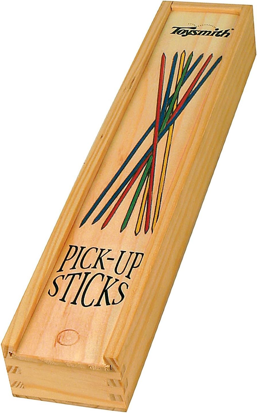 Toysmith Neato Pick-Up Sticks Classic Skill Game, Assorted, 41 Pieces | Wooden Sticks, Storage Case, Classic Skill Game, Tabletop Play