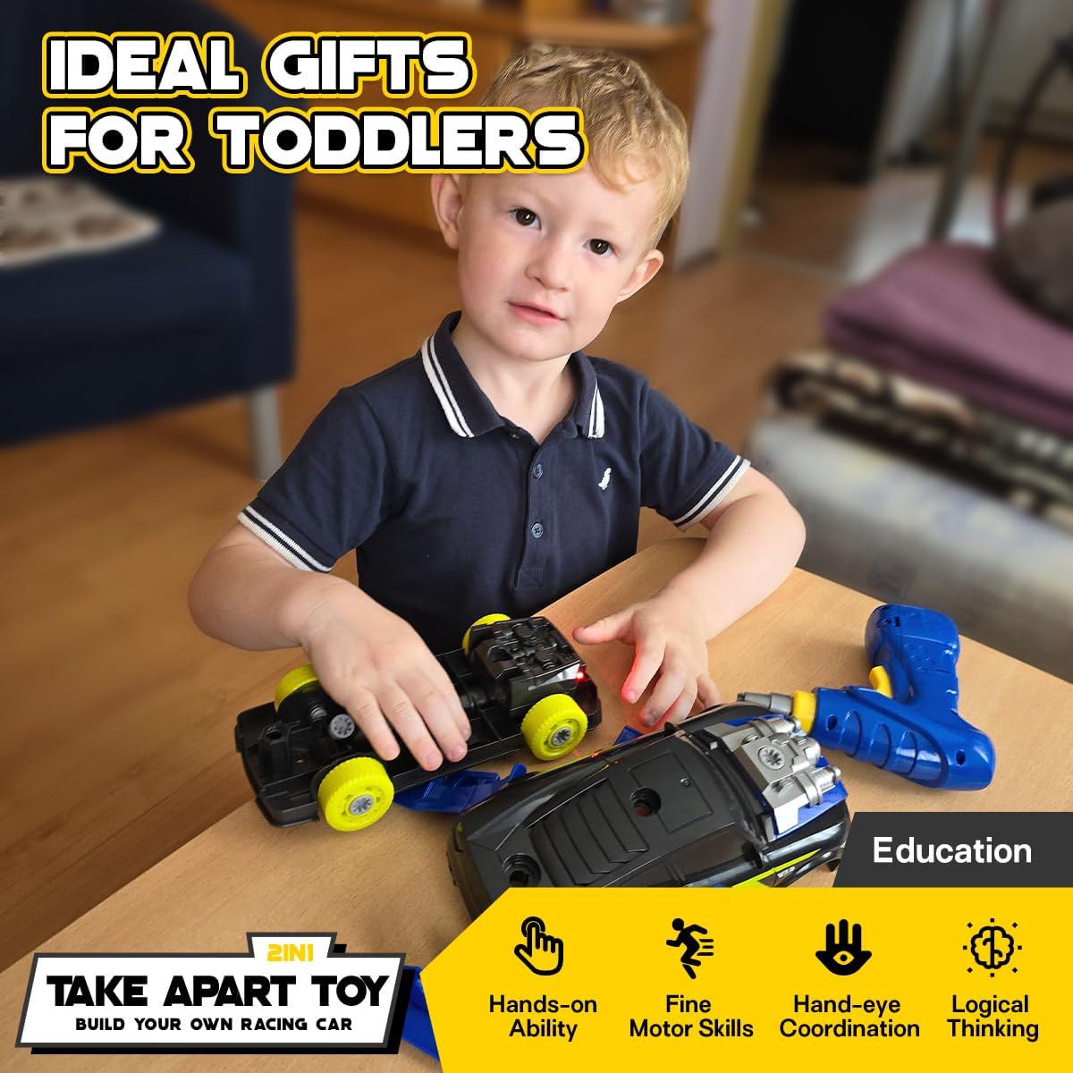 GILOBABY Take Apart Toys for Boys, STEM Building Set with Electric Drill | 26PCS Take Apart Toy, Kid-Safe Electric Drill, Dynamic Lights & Sounds